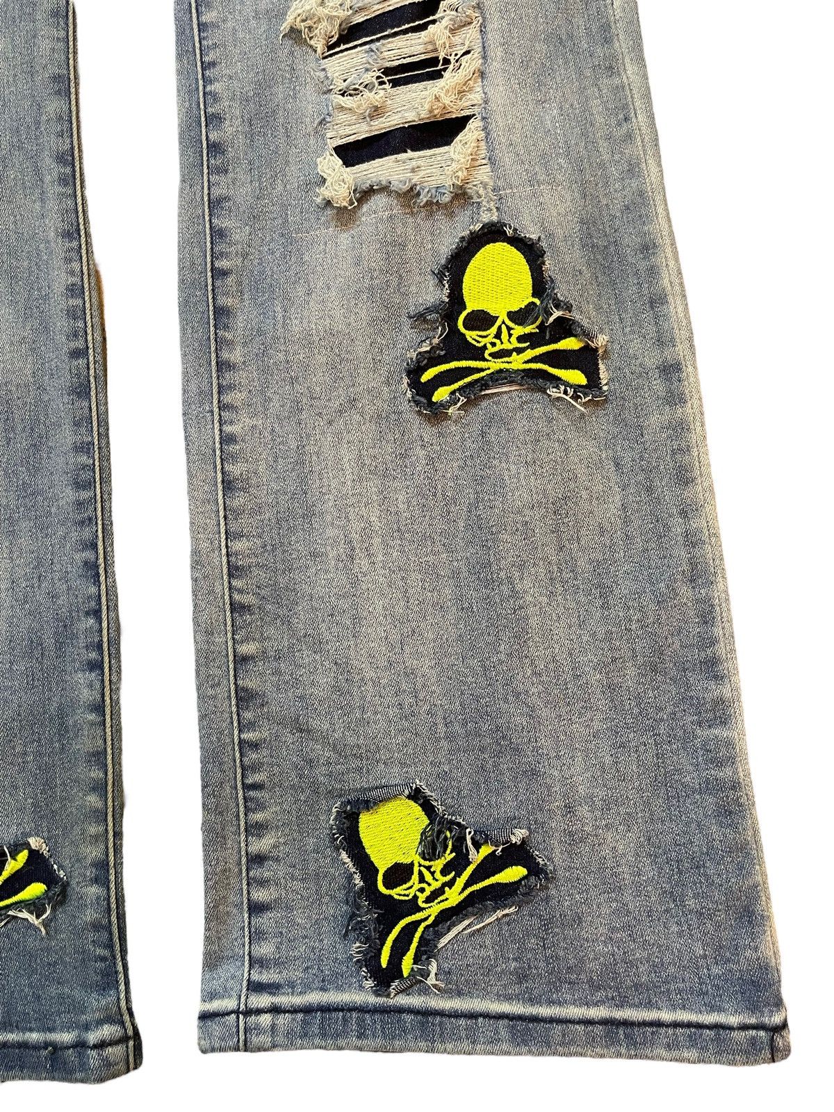 KMRii Japanese Brand Seditionaries Skull Patches Distress Jeans Size US 34 / EU 50 - 8 Thumbnail