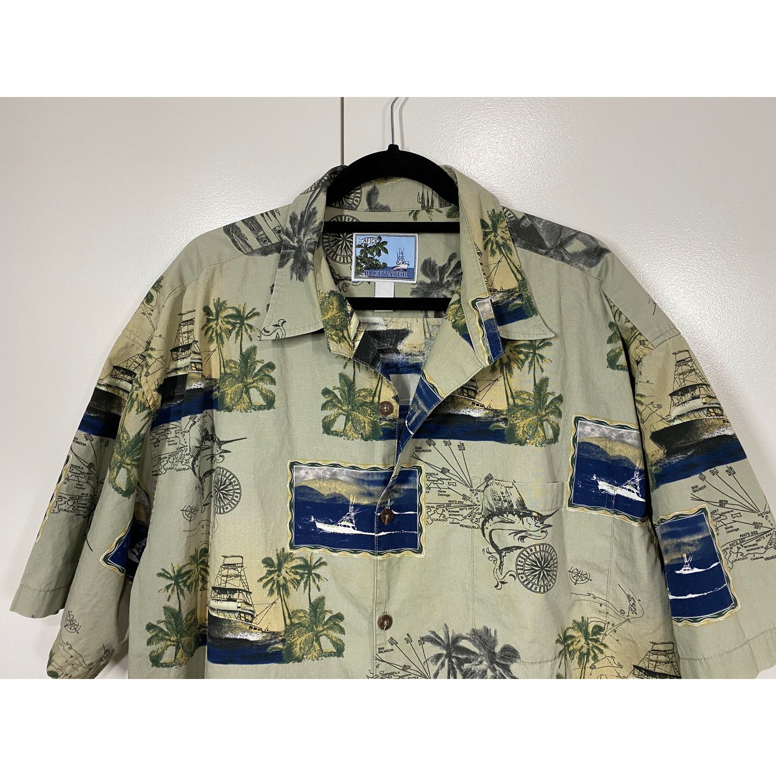 Other AFTCO Bluewater Hawaiian Nautical Cotton Camp Shirt 2XL Size US XXL / EU 58 / 5 - 2 Thumbnail