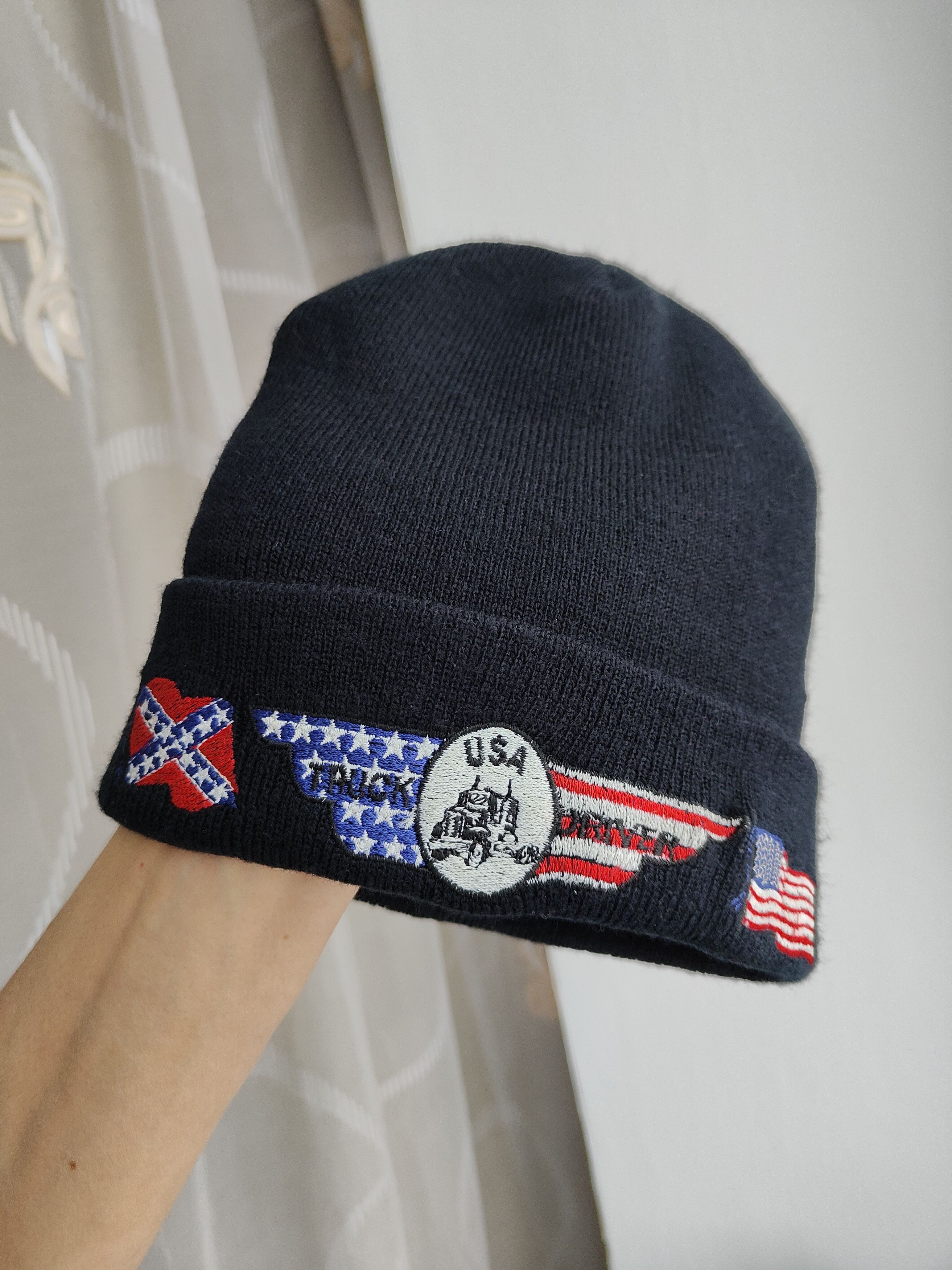 Vintage Vintage USA Truck Driver Beanie Hat Confederate Flag US Size ONE SIZE - 1 Thumbnail