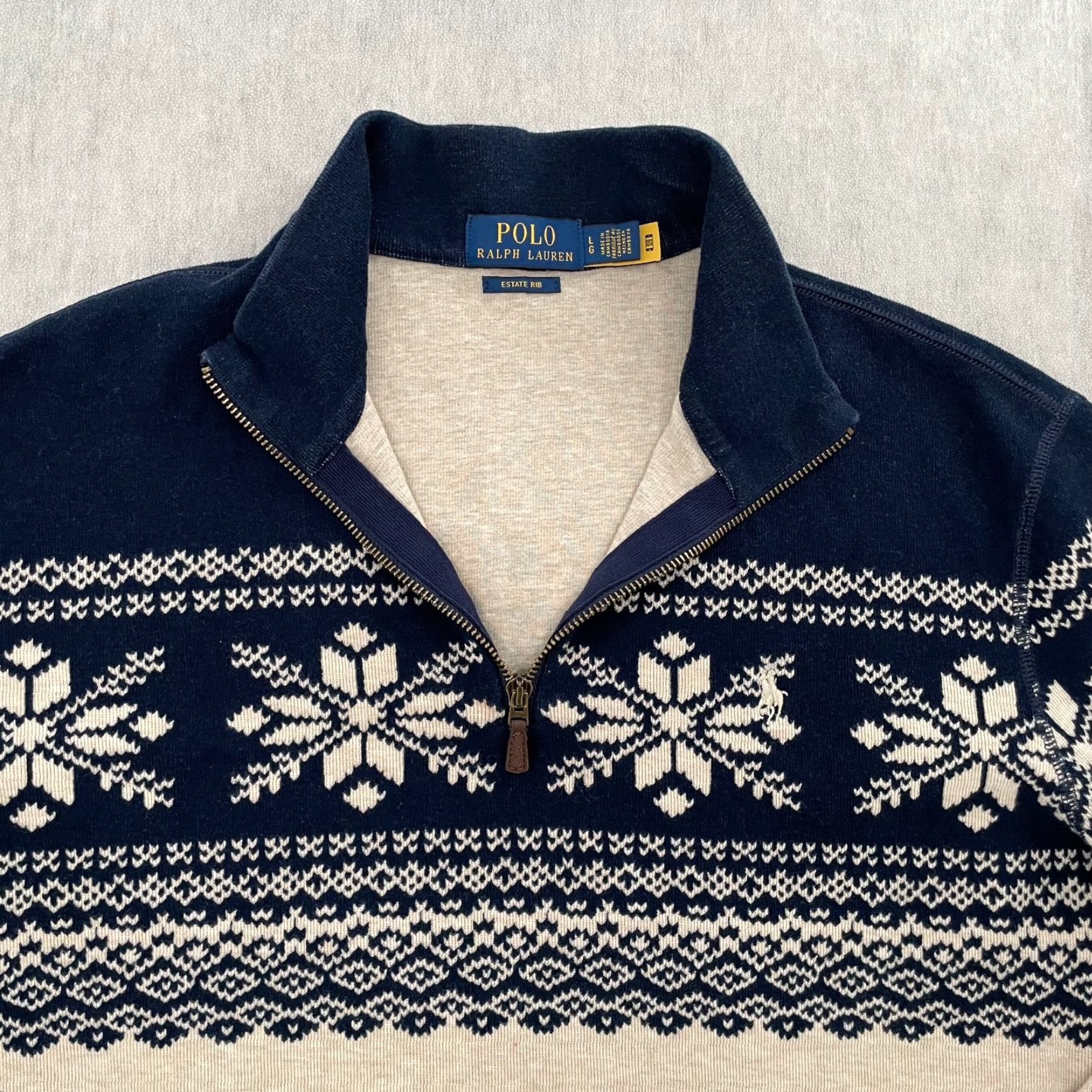 Polo Ralph Lauren Polo Ralph Lauren Sweater Adult Large 1/4 Zip Snowflake Knit Estate Rib Nordic L Size US L / EU 52-54 / 3 - 3 Thumbnail