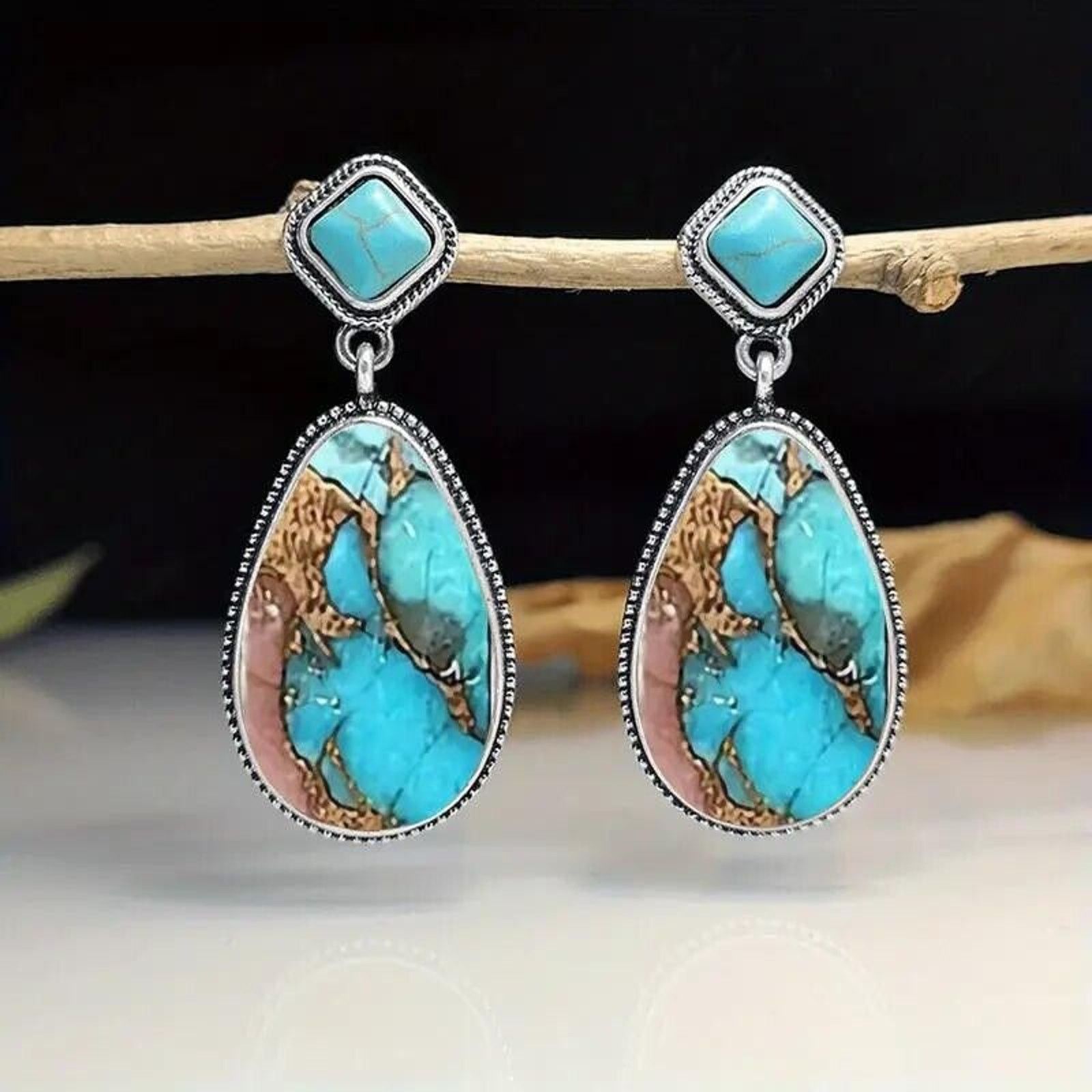 Other Synthetic Turquoise Native American Style Drop Earrings Size ONE SIZE - 3 Thumbnail