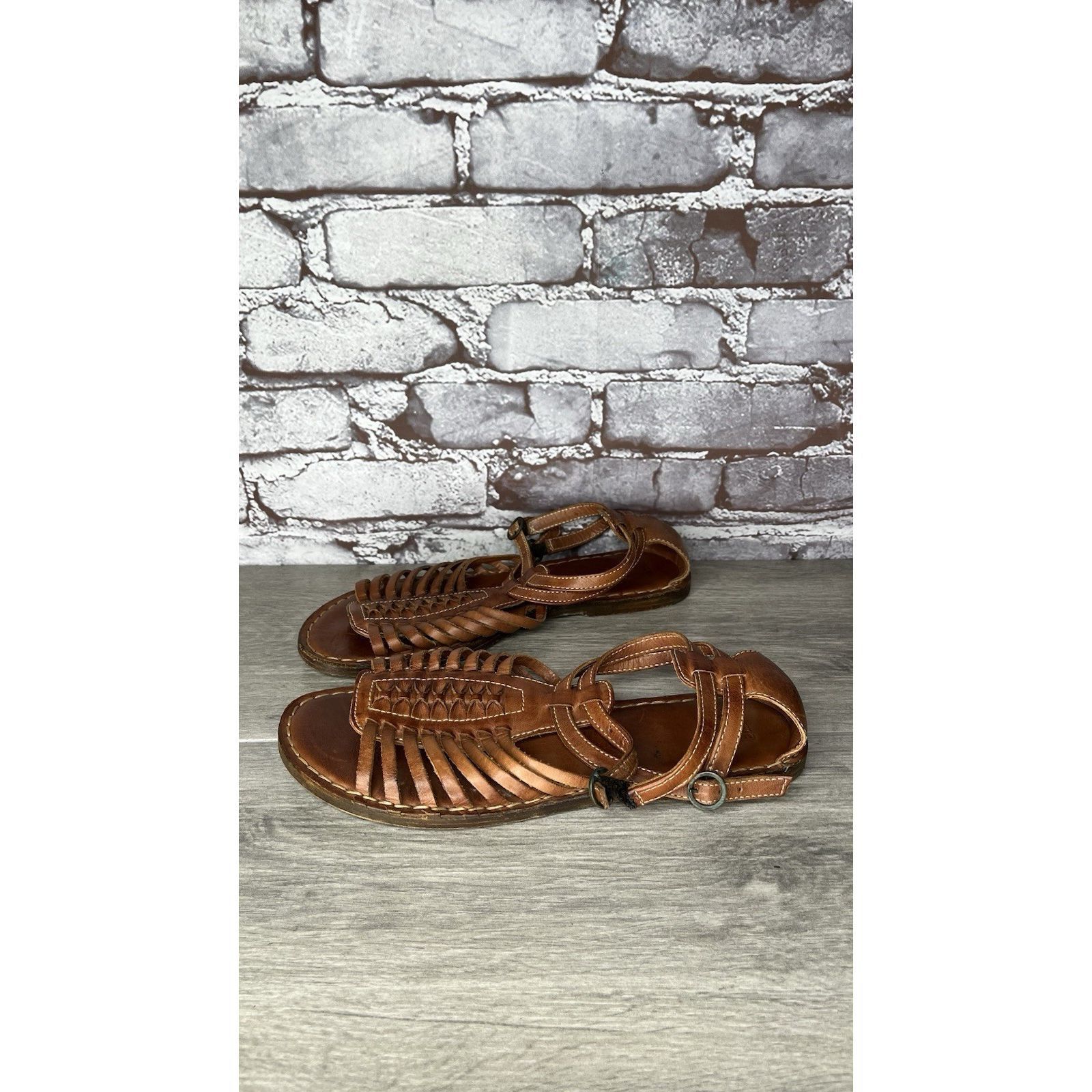 Frye Frye Kayla Brown Leather Huarache Woven Flats Sandals Women’ Size US 8.5 / IT 38.5 - 2 Thumbnail