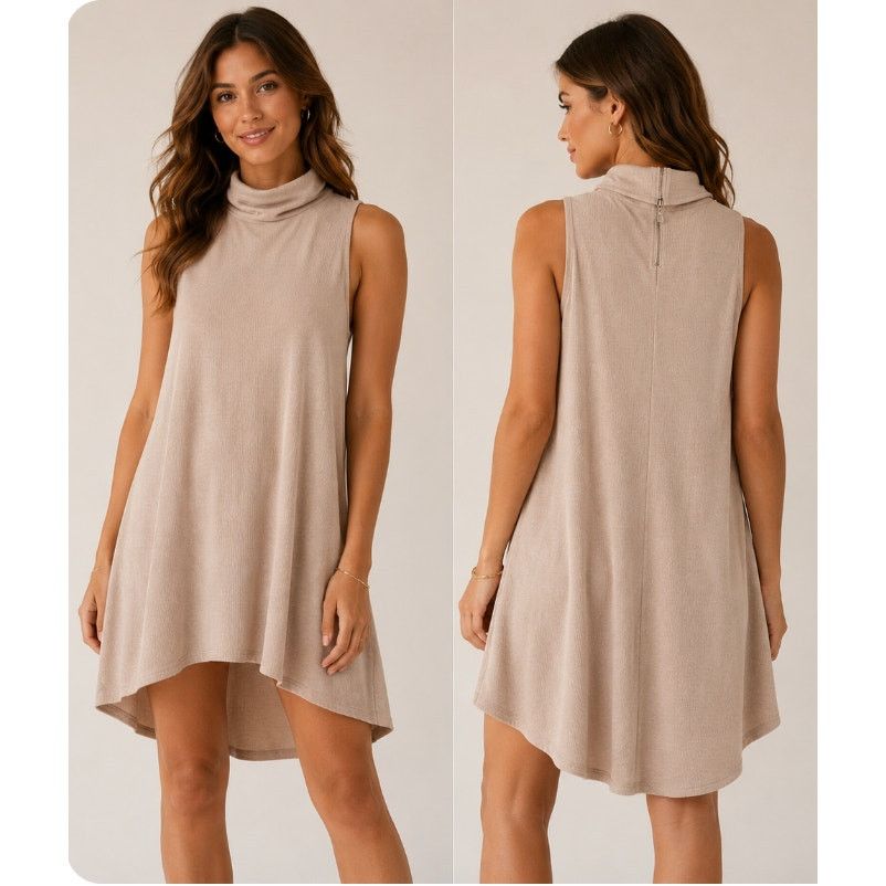 Other Hyfve Cream Mock Neck Sleeveless Knit Back Zip Dress Size S / US 4 / IT 40 - 4 Thumbnail