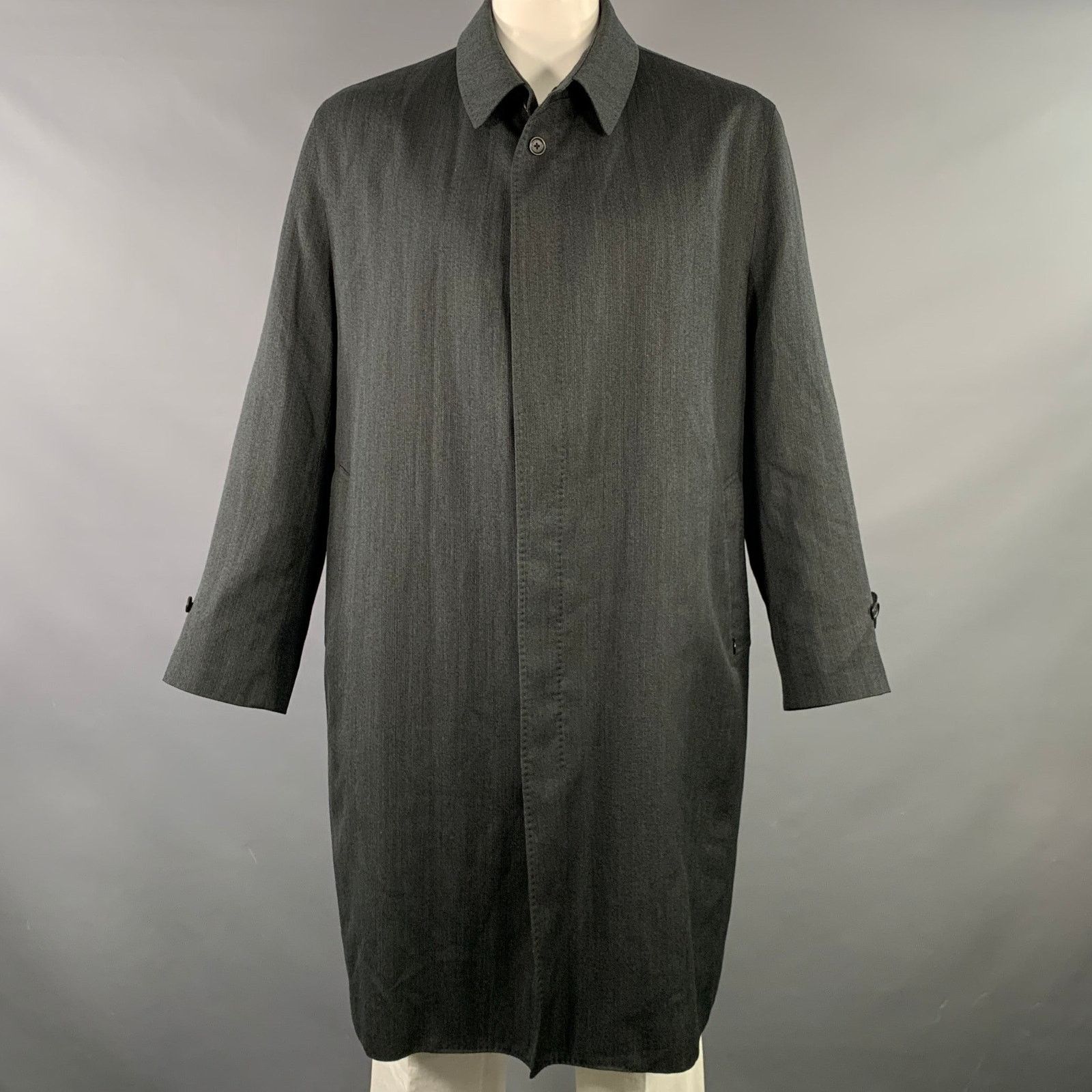 Sanyo Charcoal Wool Blend Rain Repellent Hidden Buttons Coat Size US XL / EU 56 / 4 - 1 Thumbnail