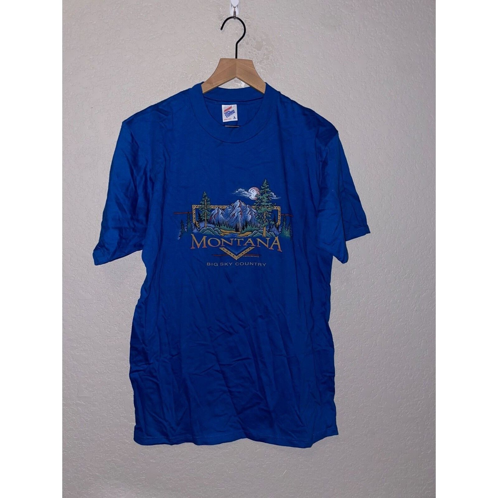 Jerzees Vintage Big Sky Country Shirt Montana Blue Tee VTG 90s Large Size US L / EU 52-54 / 3 - 1 Thumbnail