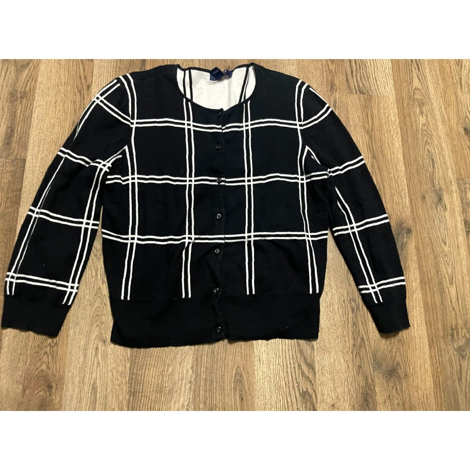 Chaps Chaps Shirt, Women's Size Medium, Button Up, Long Sleeve, Black White, Casual, Women, Regular Fit, Modern, Fall Spring Summer Size M / US 6-8 / IT 42-44 - 2 Thumbnail