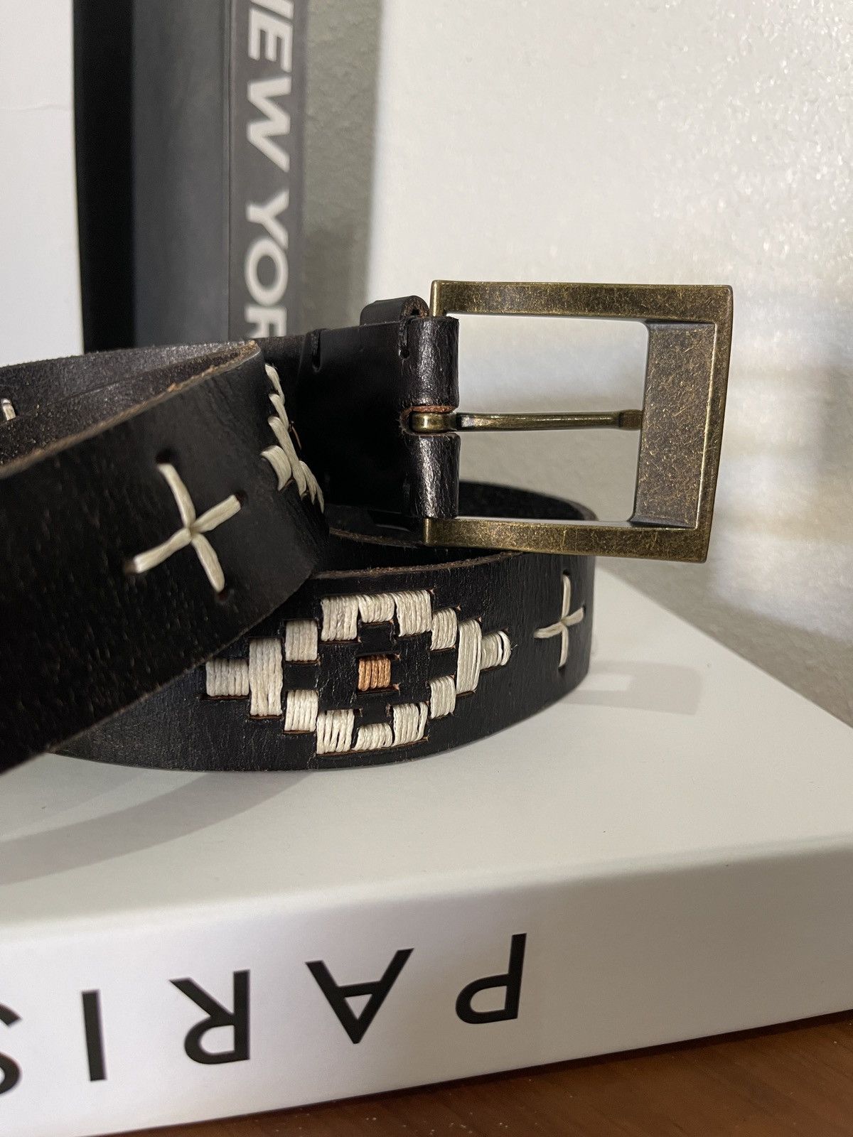 Vintage Vintage Handmade Rockabilly Leather Belt Size 30 - 5 Thumbnail