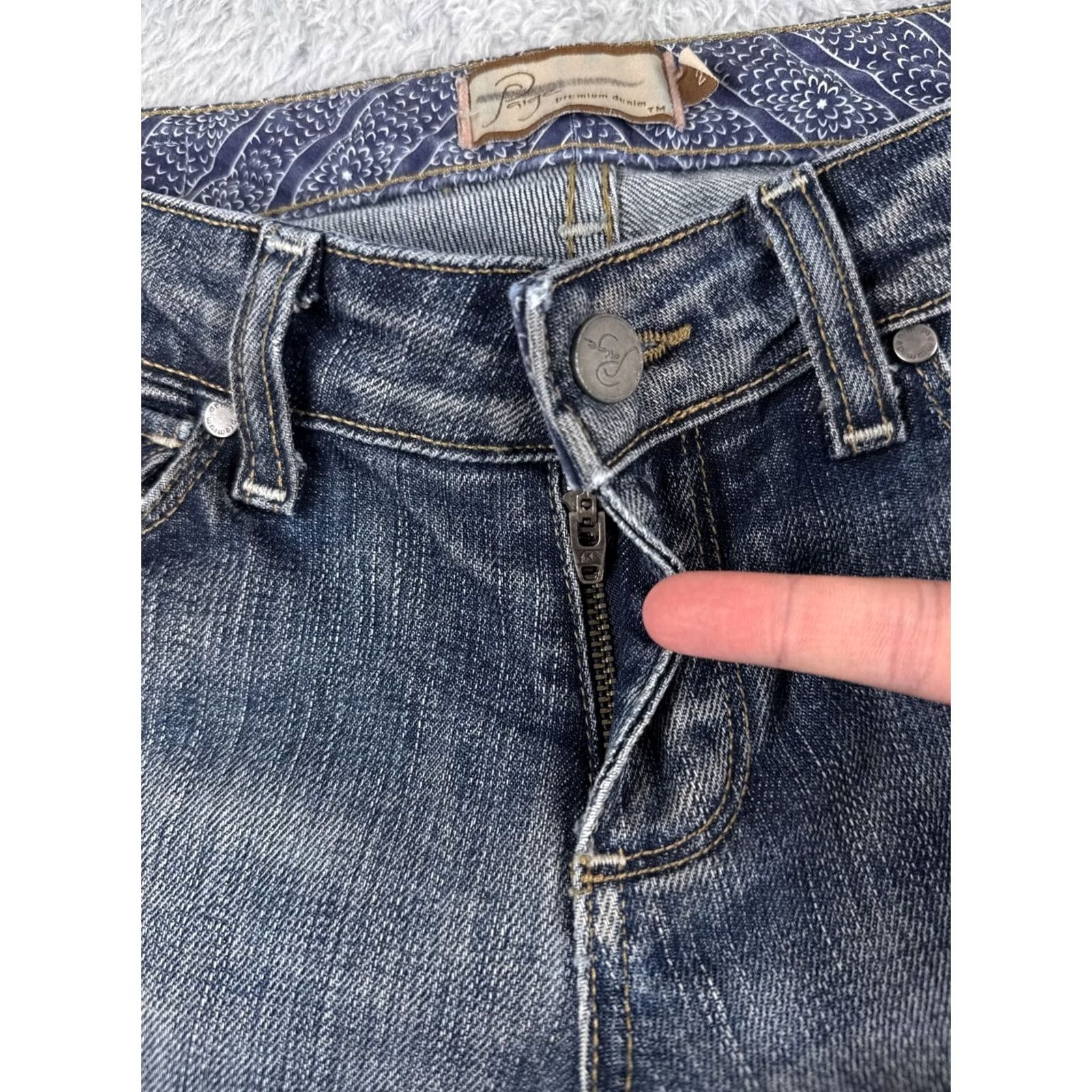 Paige Paige Jeans Womens 27 Blue Denim Bootcut Distressed Stretch 5-Pocket American Classic Designer Jeans Size 27 Womens Medium Wash Vintage: No Size 27" / US 4 / IT 40 - 5 Thumbnail
