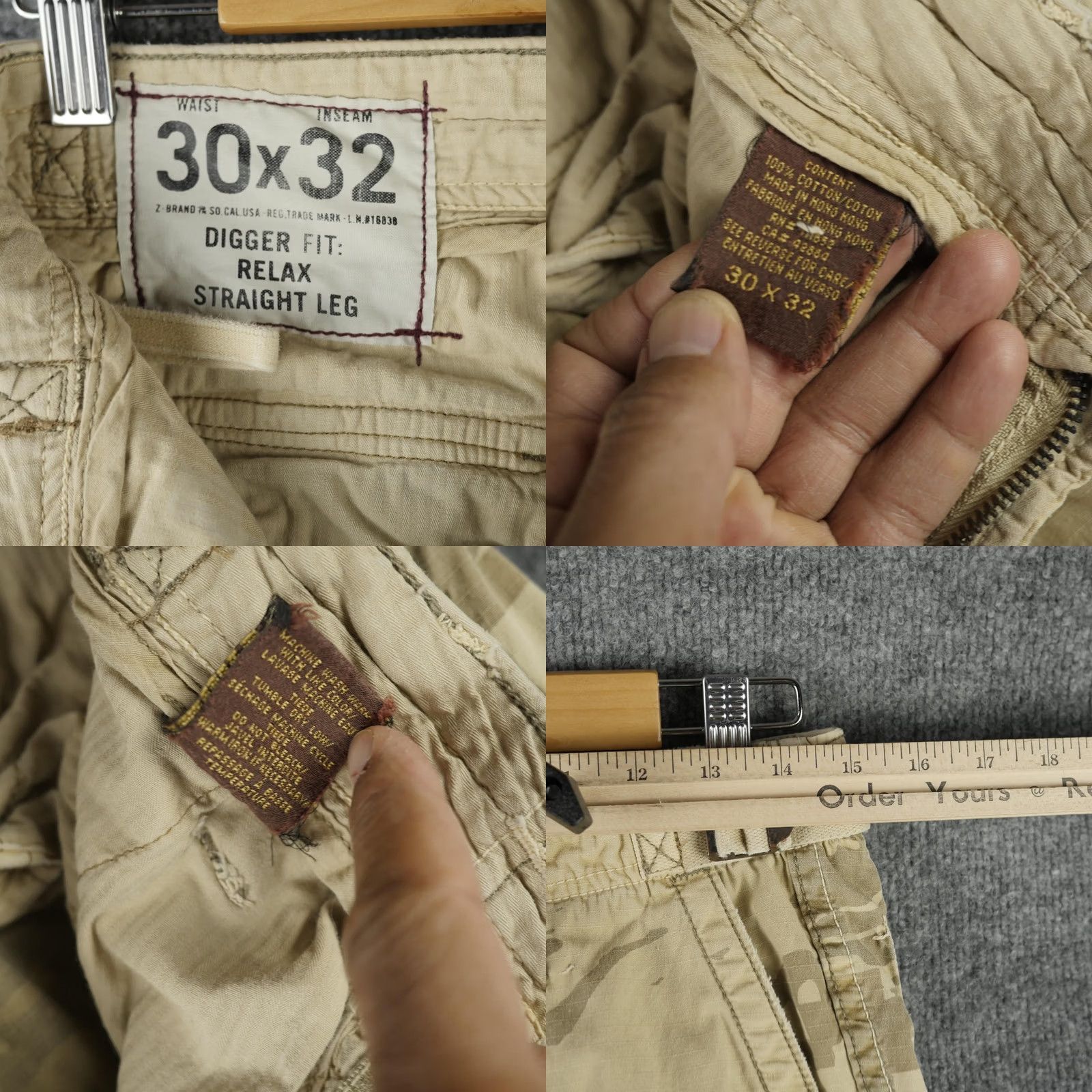 Vintage Y2K Vintage Z-Brand Cargo Pants Mens 30x32 Beige Camo Canvas Front Pockets Relaxed Straight Pants Mens Cargo Pants Beige Camouflage 30x32 Size US 30 / EU 46 - 9 Thumbnail