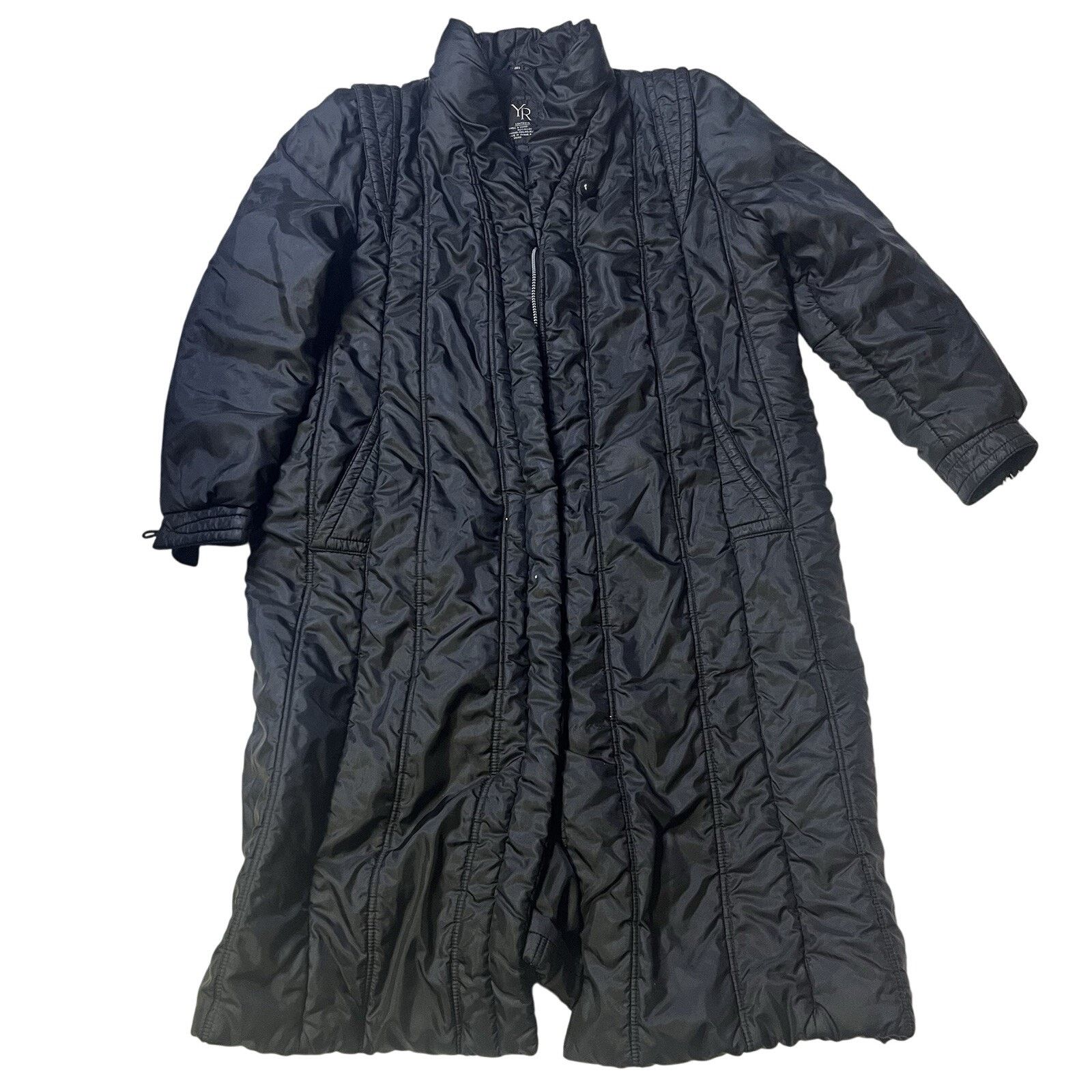 Other Y R Puffer Coat Womens 2XL BLACK Midi Jacket polyester Zip Size XXL / US 16-18 / IT 52-54 - 1 Thumbnail