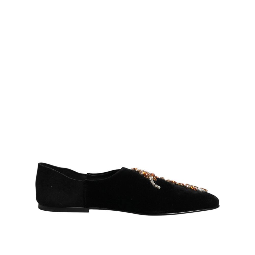 Dolce & Gabbana Dolce & Gabbana Black Velvet Embellished Loafer Slip On Shoe Size US 10 / EU 43 - 1 Thumbnail