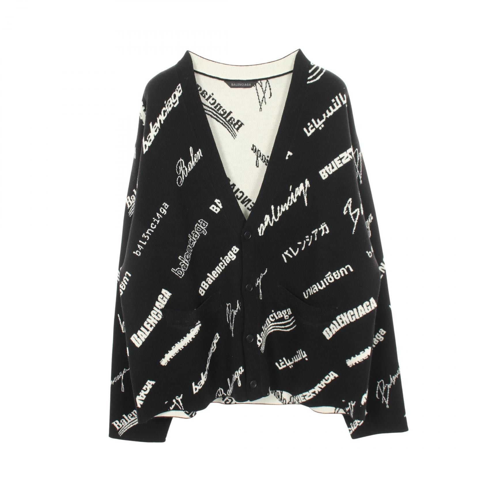 Balenciaga Balenciaga Balenciaga logo wool cardigan Textile Tops 724852 DUTY FREE for USA Size ONE SIZE - 1 Thumbnail