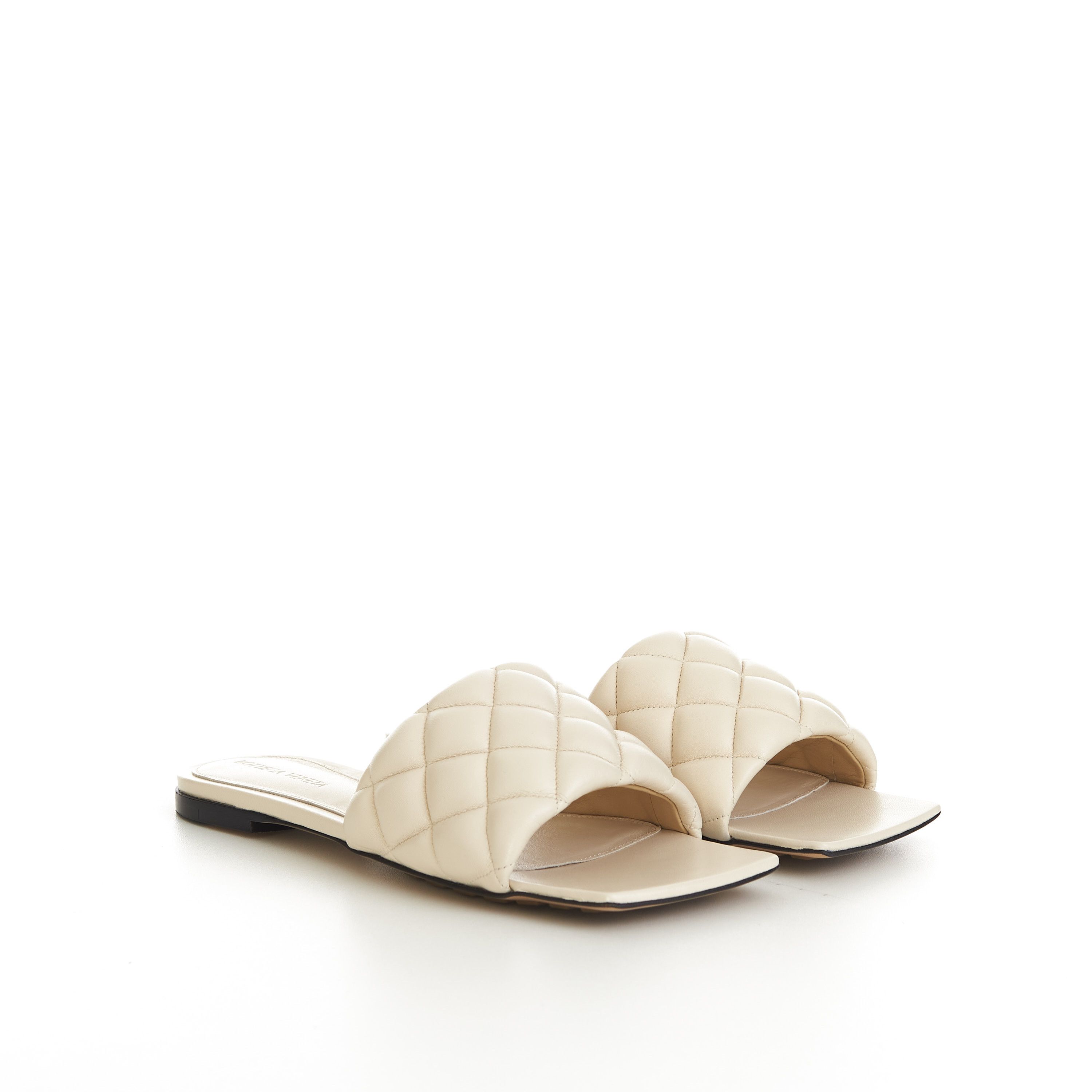 Bottega Veneta Quilted Padded Flat Sandals In Sea Salt Leather Size US 10.5 / IT 40.5 - 1 Thumbnail