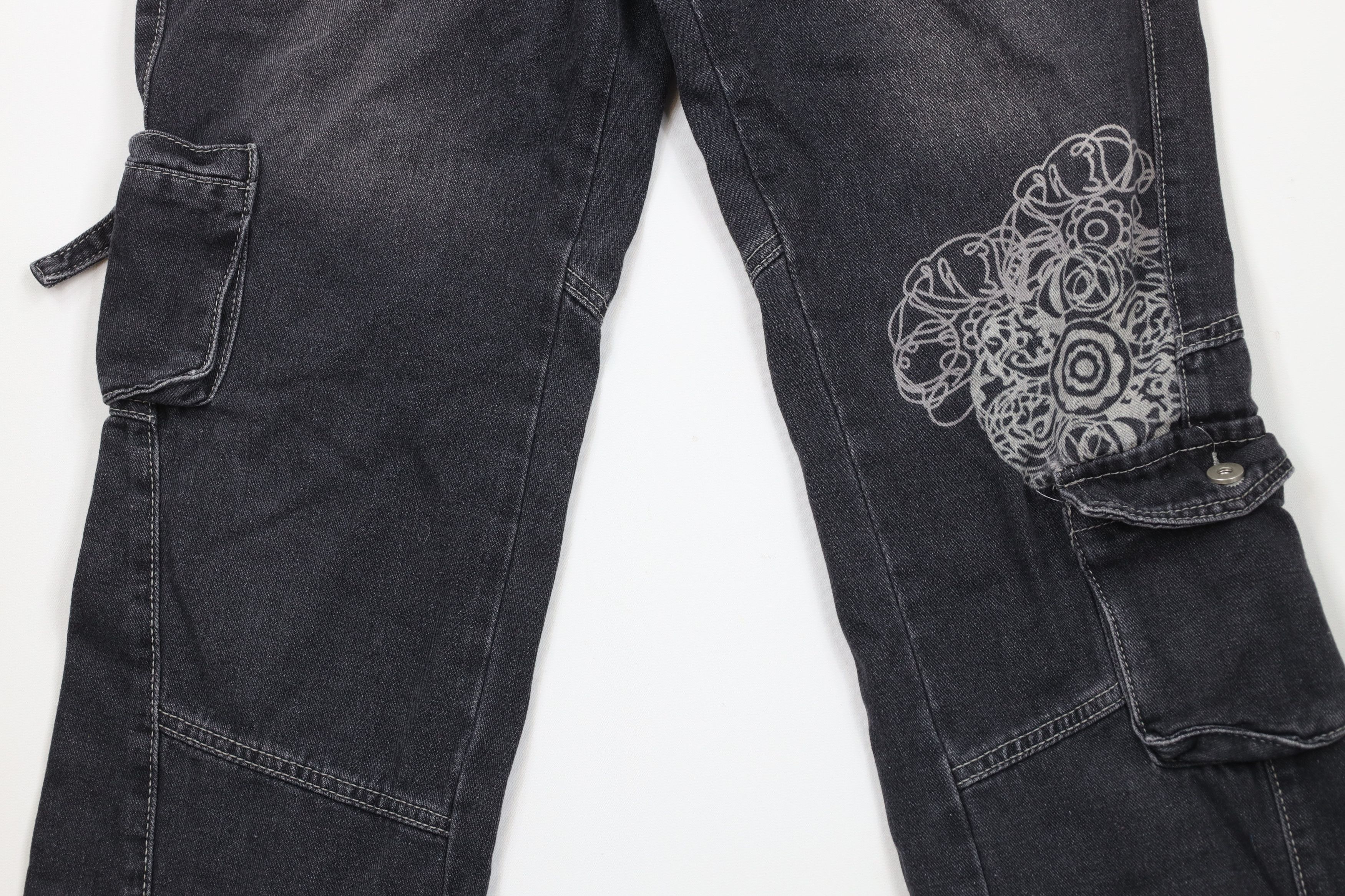 Vintage Vintage 90s Y2K Streetwear Geometric Baggy Cargo Jeans Size 26" / US 2 / IT 38 - 3 Thumbnail