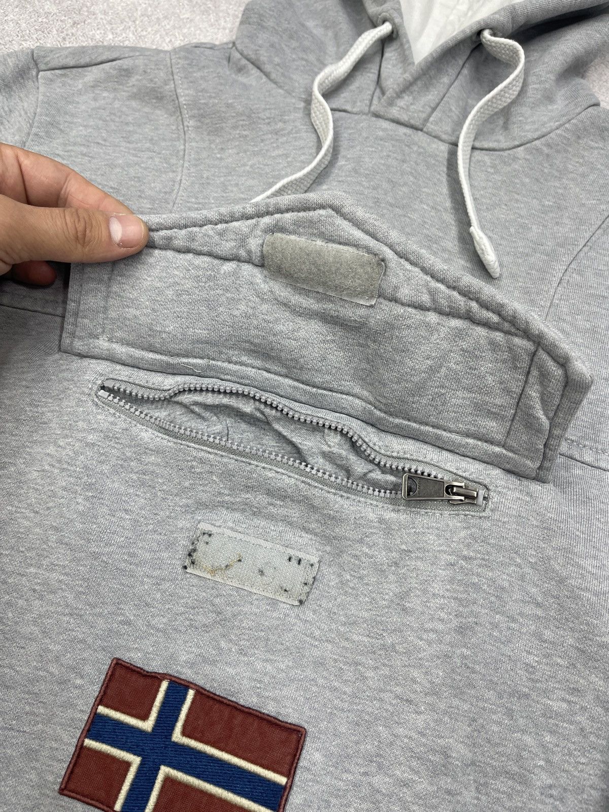 Napapijri Mens Napapijri Anorak Hoodie Grey Outdoor Gorpcore Y2K Size US S / EU 44-46 / 1 - 6 Thumbnail