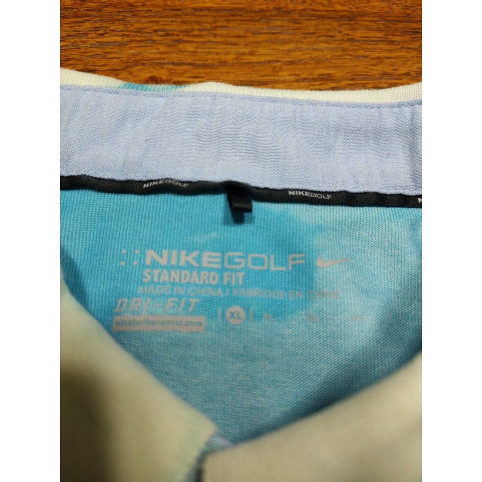 Nike VINTAGE Nike Shirt Polo Mens XL Tie Dye Light Blue DriFit 90s College USA American Breathable Cotton Blend Short Sleeve Collared Button Polo Shirt Size US XL / EU 56 / 4 - 3 Thumbnail