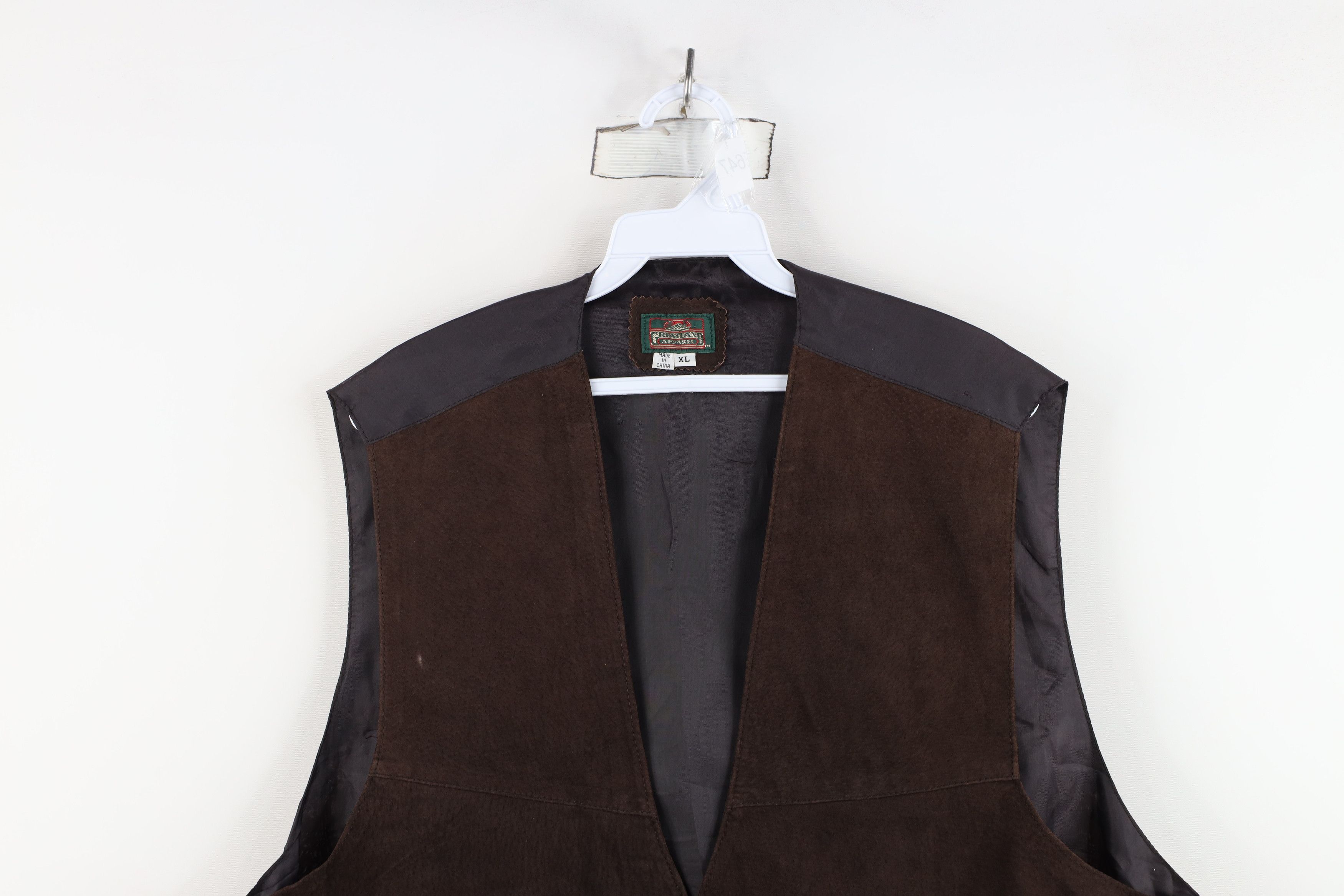 Vintage Vintage 90s Streetwear Buckle Back Suede Leather Vest Brown Size US XL / EU 56 / 4 - 2 Thumbnail
