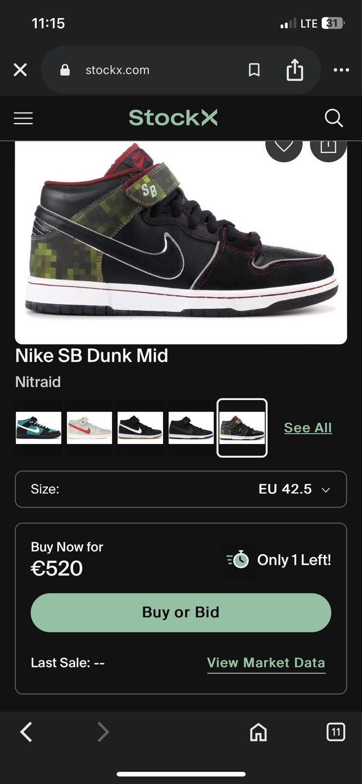 Nike Nike SB Dunk Mid Nitraid Limited Edition Men’s Size 42,5 Size US 9.5 / EU 42-43 - 9 Thumbnail