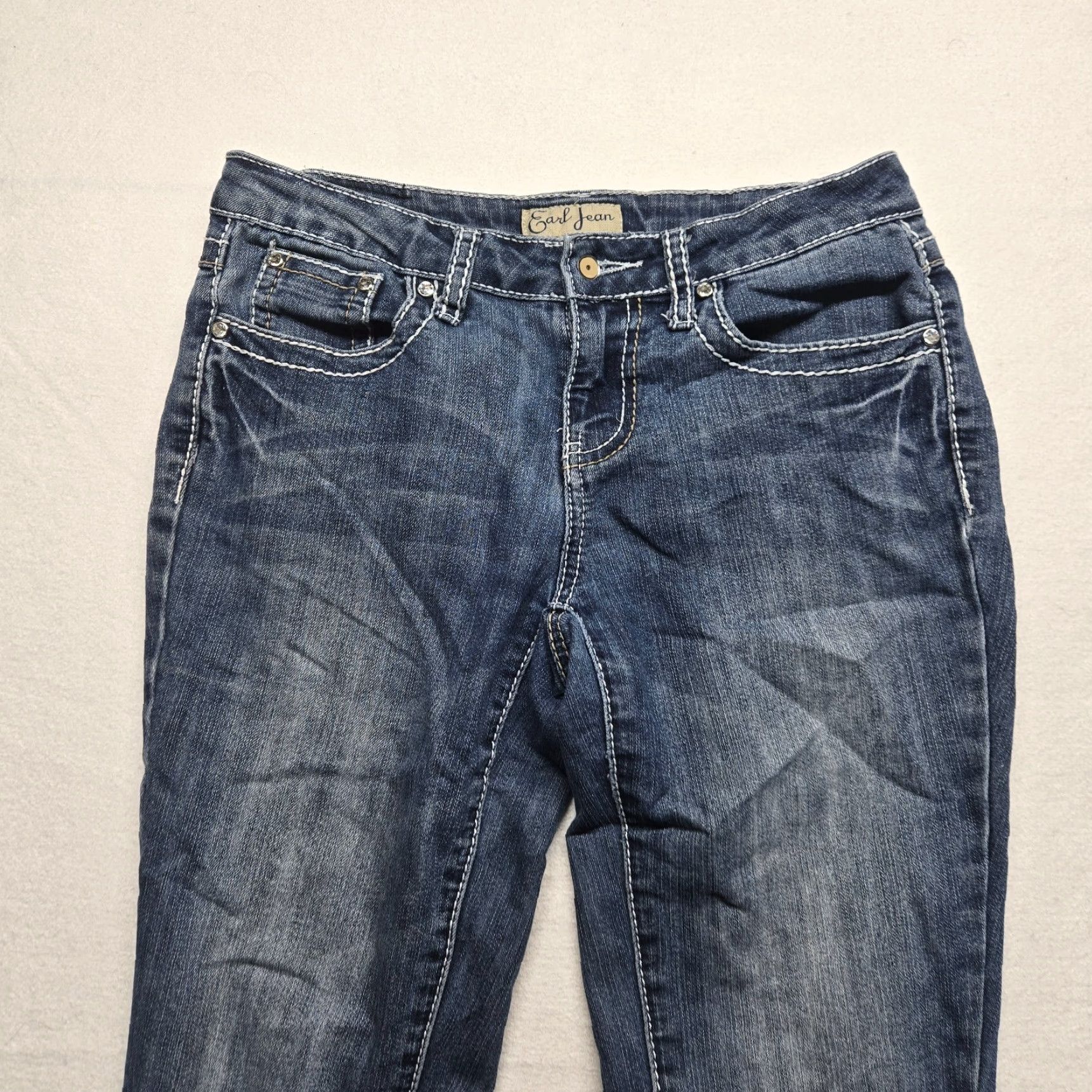 Vintage Earl Jean Jeans Denim Straight Leg Low Rise Petite 2P Womens Blue Denim Jeans 5-Pocket Design Vintage No Size 26" / US 2 / IT 38 - 2 Thumbnail