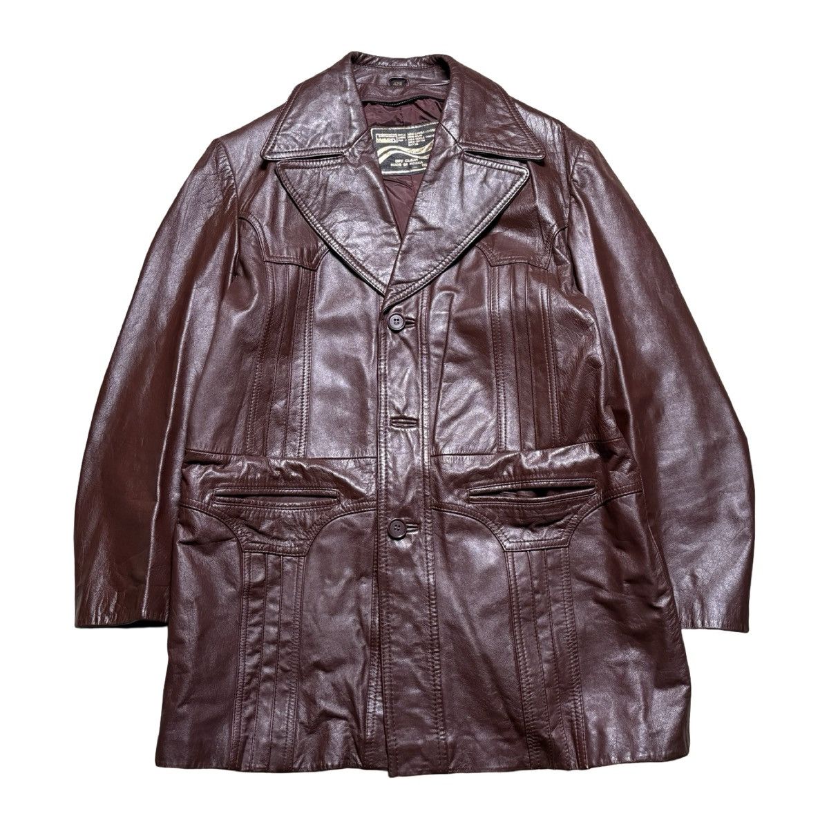 Other Vtg Montgomery Ward Brown DISCO MOB Mafia Leather Jacket 42R Size US L / EU 52-54 / 3 - 1 Thumbnail