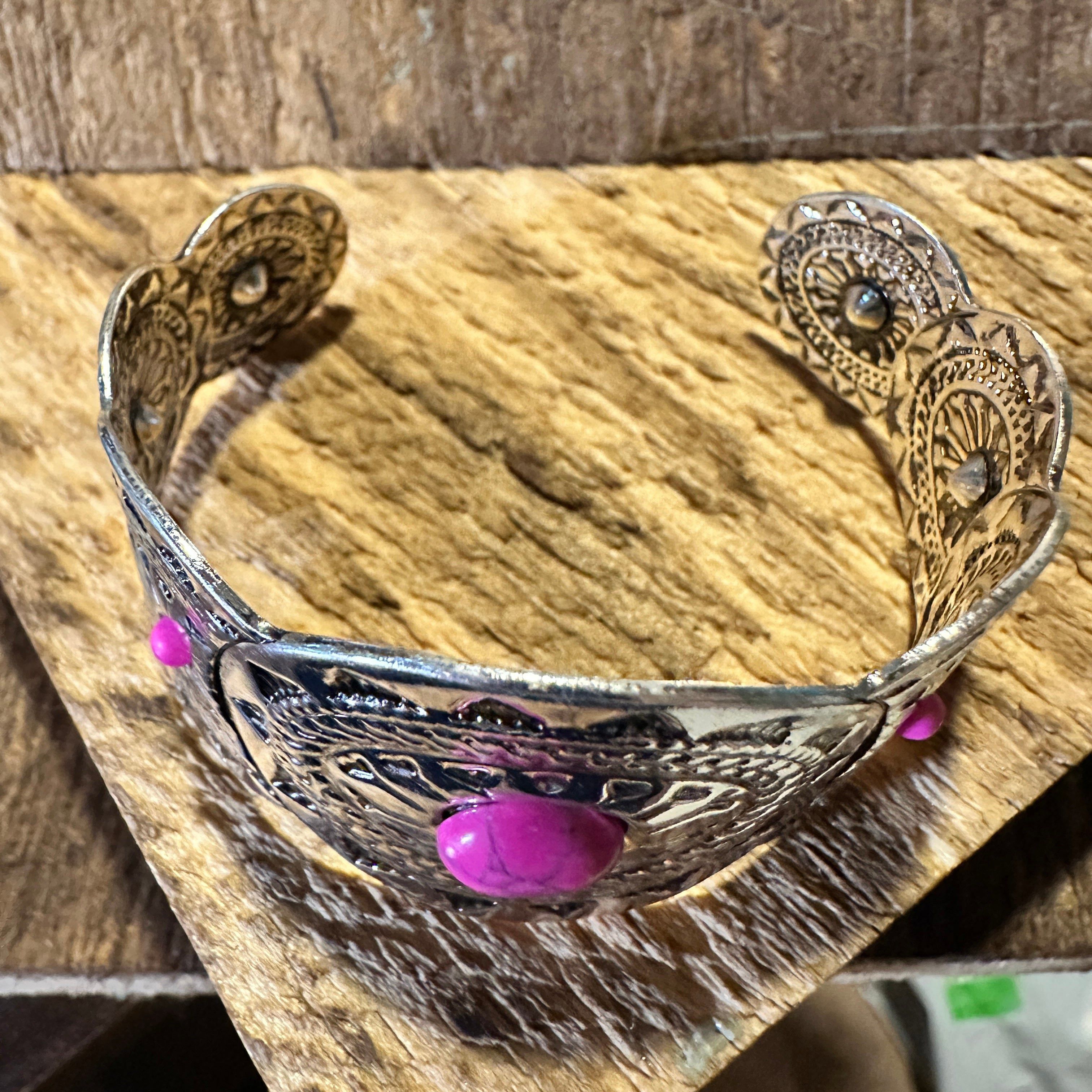 Other Vintage Bohemian Southwest Cowgirl Cuff Bracelet with Pink G Size ONE SIZE - 4 Thumbnail