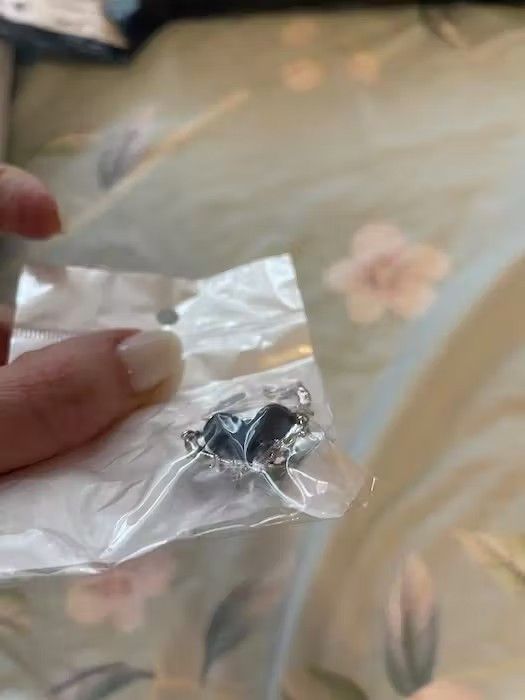 Jewelry × Vintage Black Torn Heart Adjustable Ring Size ONE SIZE - 2 Thumbnail
