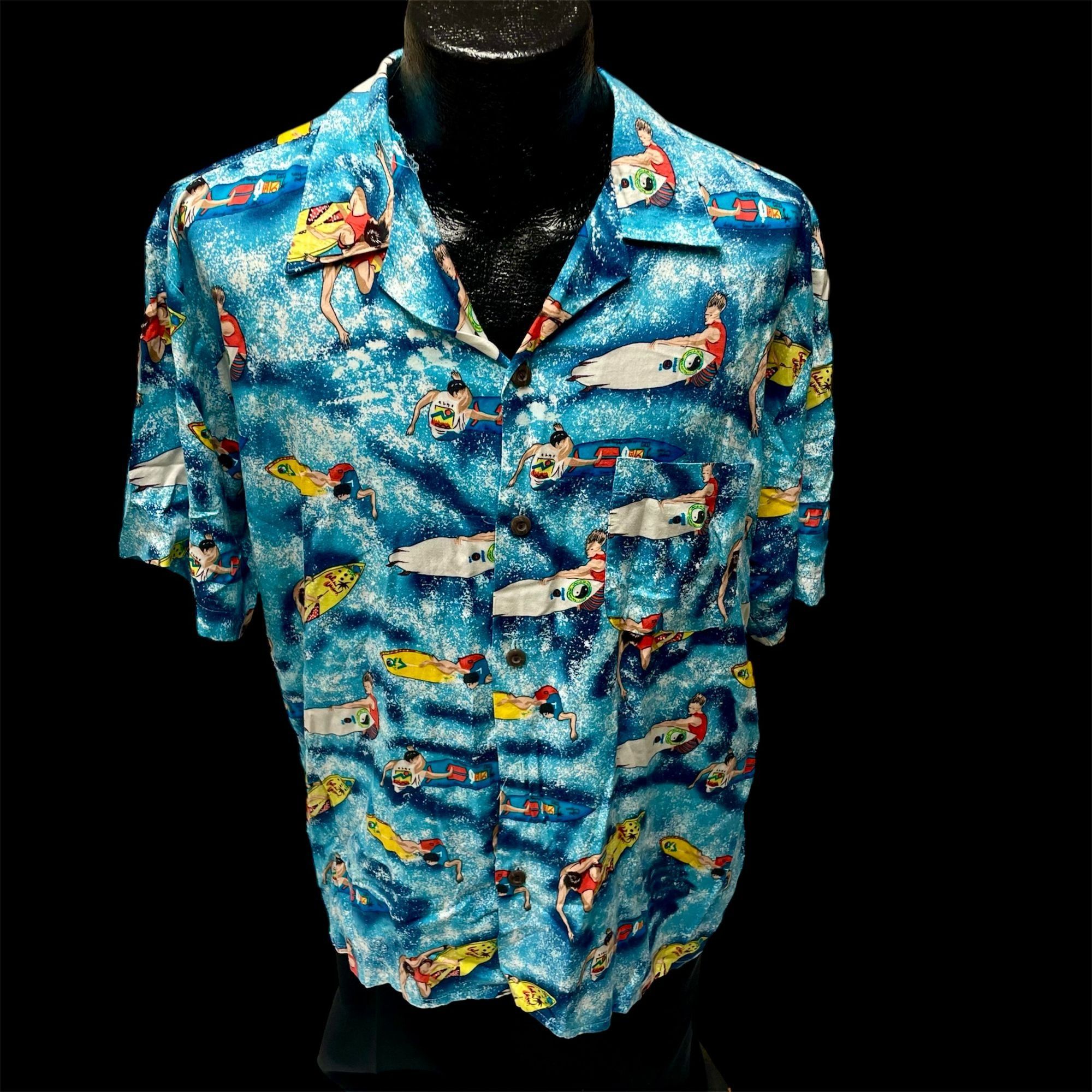 Ocean Current Vtg Ocean Current Blue HAWAIIAN TROPICAL Surfer Shirt Size US M / EU 48-50 / 2 - 2 Thumbnail