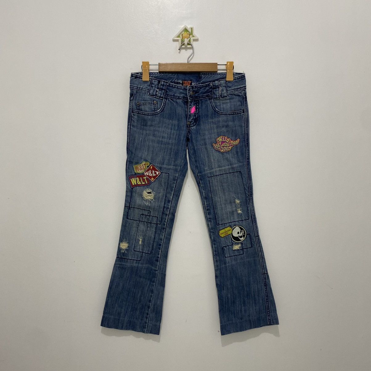 W&LT Walter Van Beirendonck Patchwork Flared Denim Jeans Size 26" / US 2 / IT 38 - 1 Thumbnail
