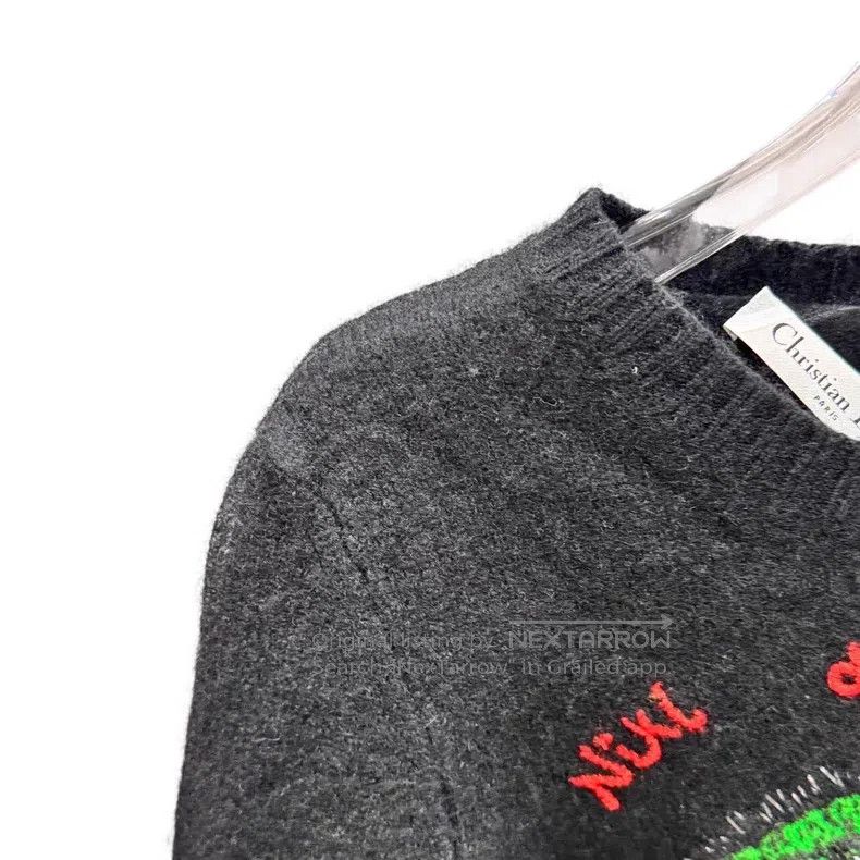 Dior Dior Black little dinosaur pattern inlaid cashmere round-n Size XS / US 0-2 / IT 36-38 - 3 Thumbnail