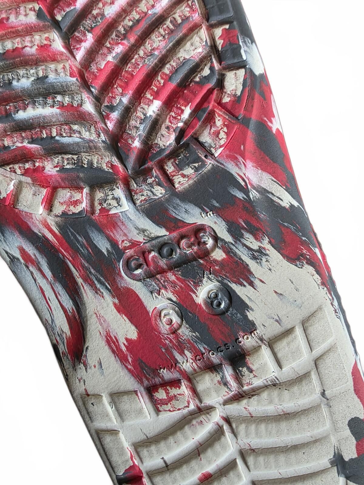 Crocs Crocs Red White Gray Tie-Dye Slide Sandals Comfortable M6 W8 Size US 6 / EU 39 - 8 Thumbnail