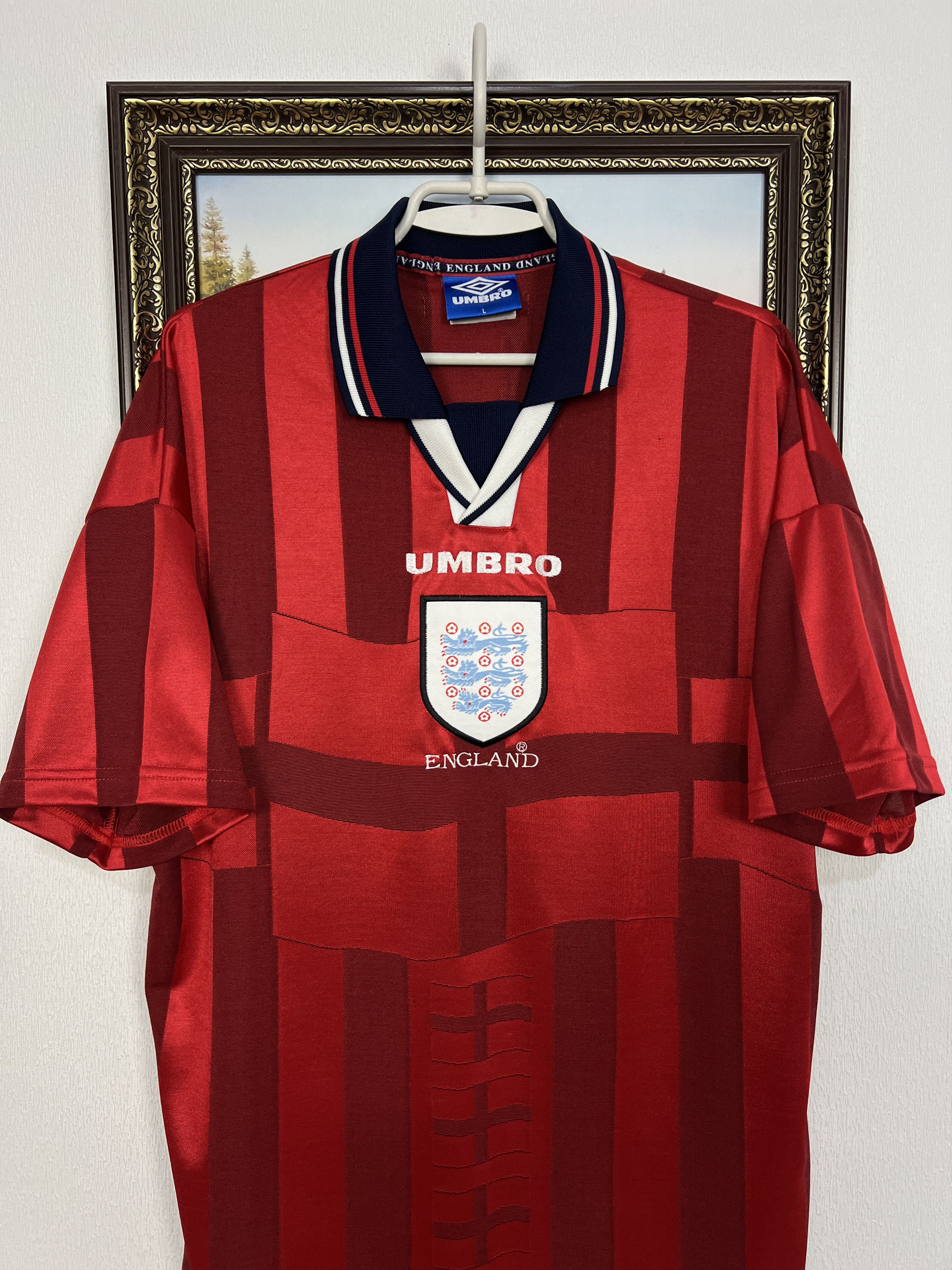 Umbro England Away football shirt 1997 Soccer Umbro Jersey Trikot Size US L / EU 52-54 / 3 - 2 Thumbnail