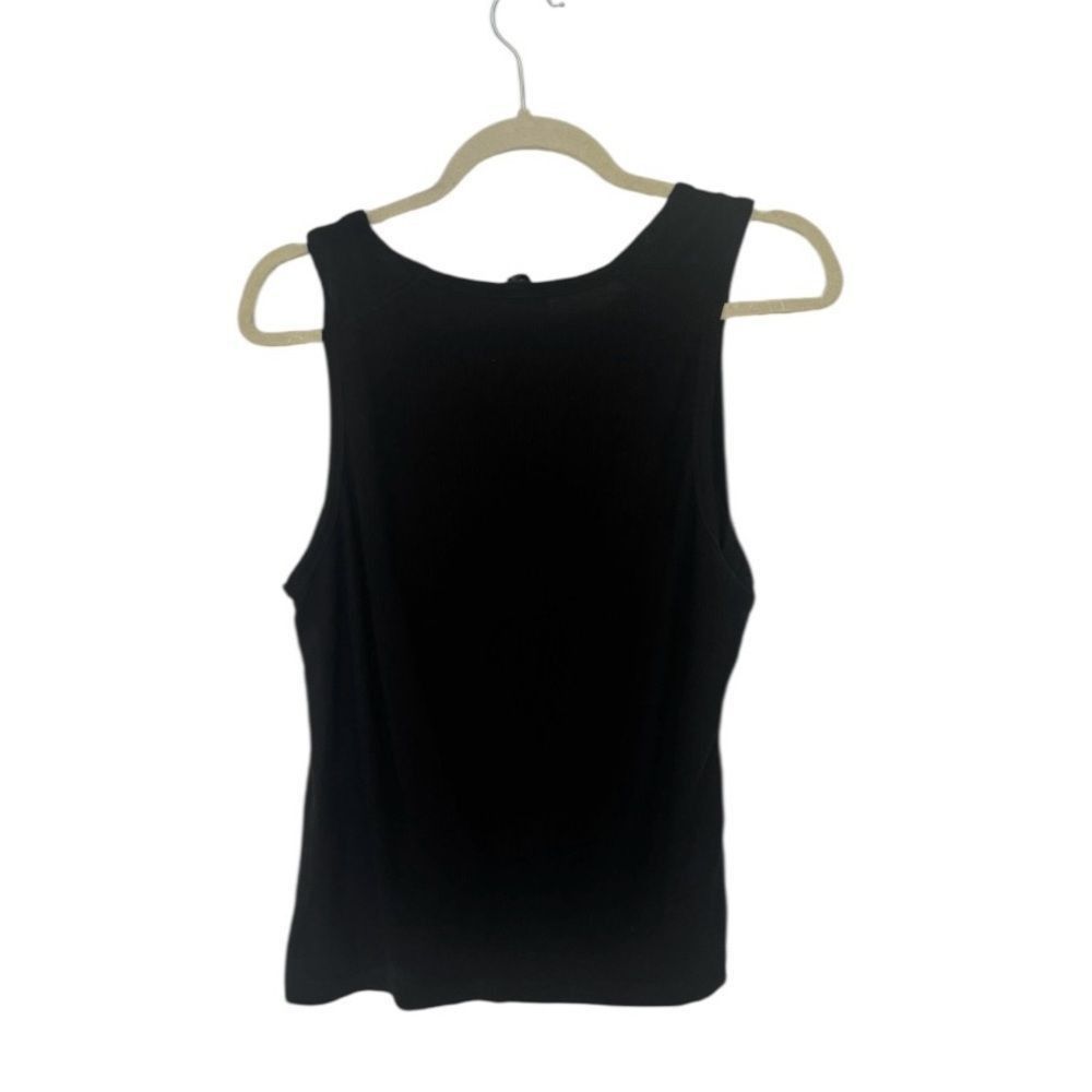 Club Monaco Club Monaco Black Ribbed Racerback Tank Top SZ L Modal Blend Size L / US 10 / IT 46 - 3 Thumbnail