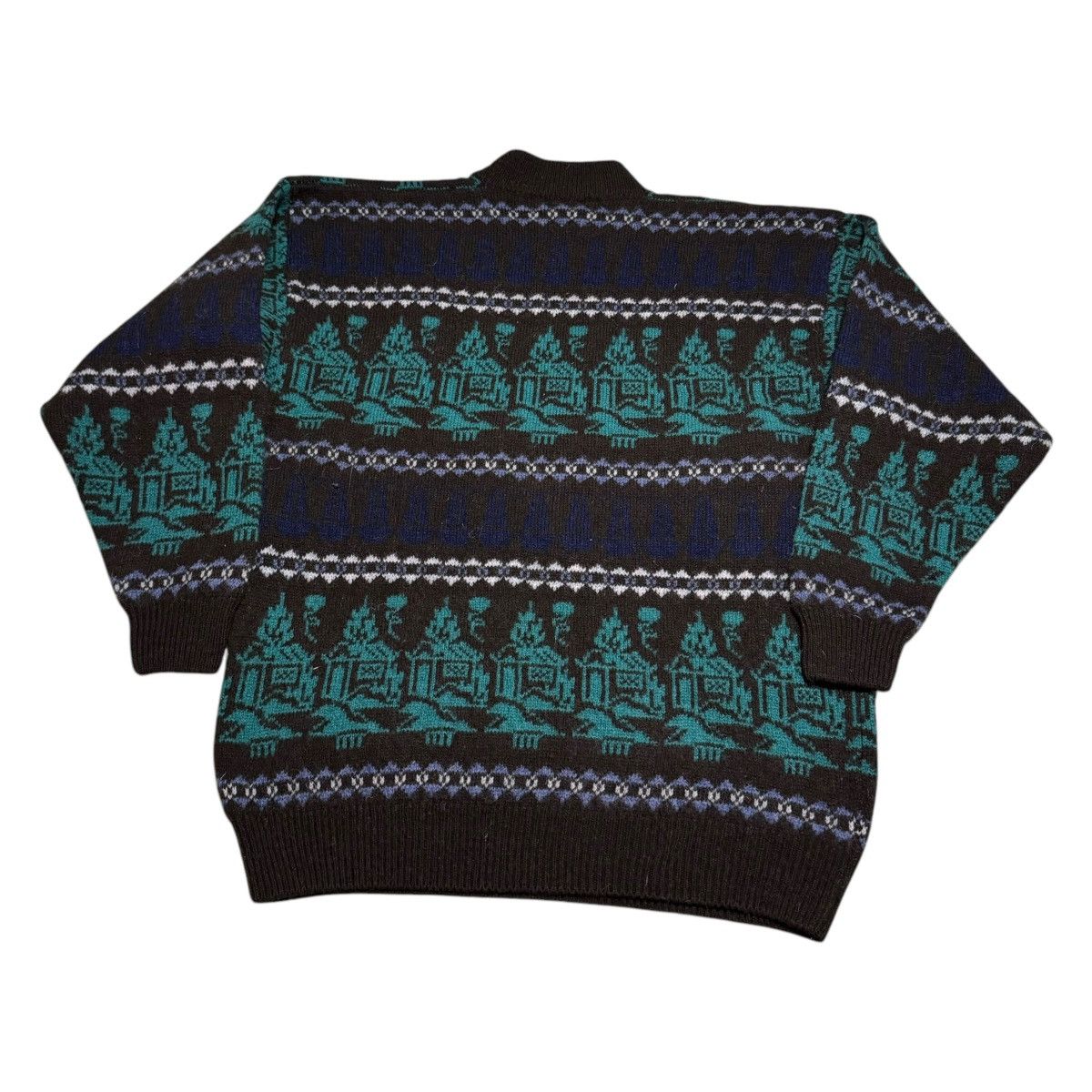 Vintage Vintage 90s Qing Yan Patterned Wool Sweater Adult Large Size US L / EU 52-54 / 3 - 3 Thumbnail