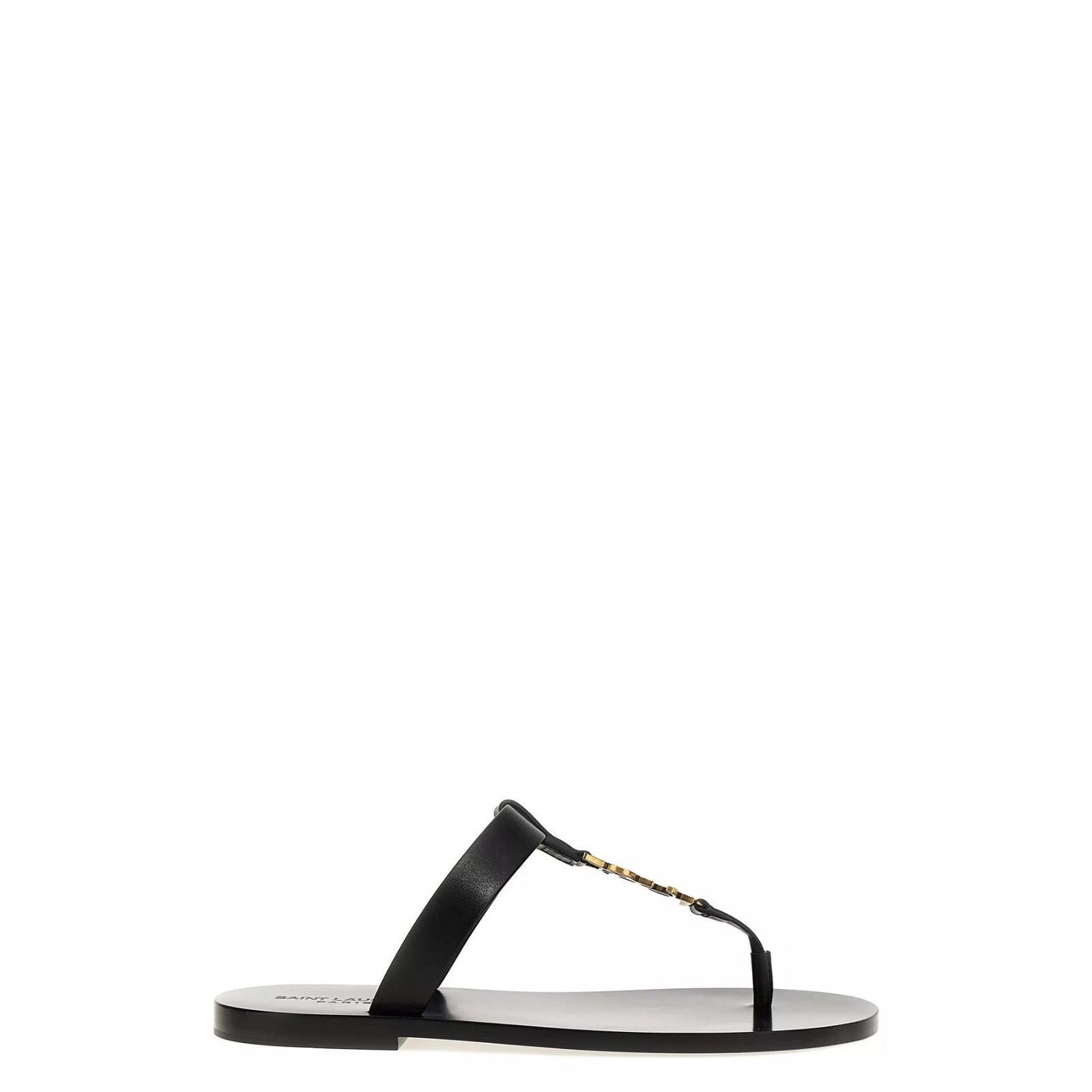 SAINT LAURENT Cassandre Black Leather Thong Sandals New & Au
