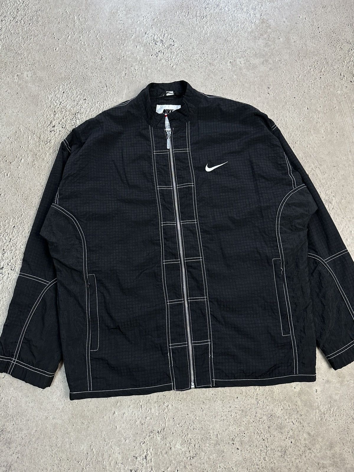 Nike × Vintage Vintage Nike Y2K Nylon Jacket Drill Embroidered Big Logo Size US M / EU 48-50 / 2 - 12 Thumbnail