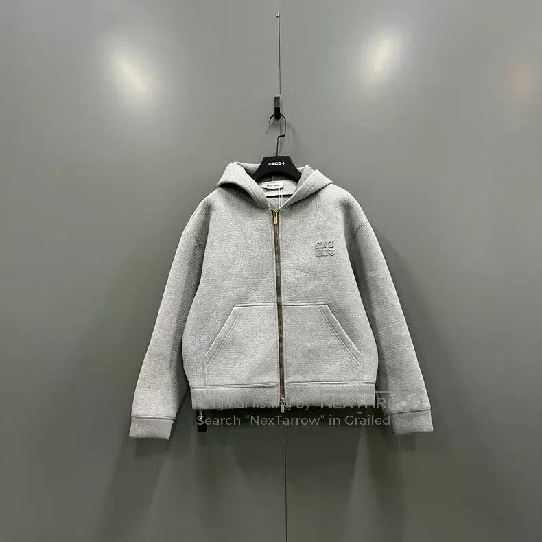Miu Miu Miu Miu 38 Gray small logo zipper hoodie Size M / US 6-8 / IT 42-44 - 1 Thumbnail