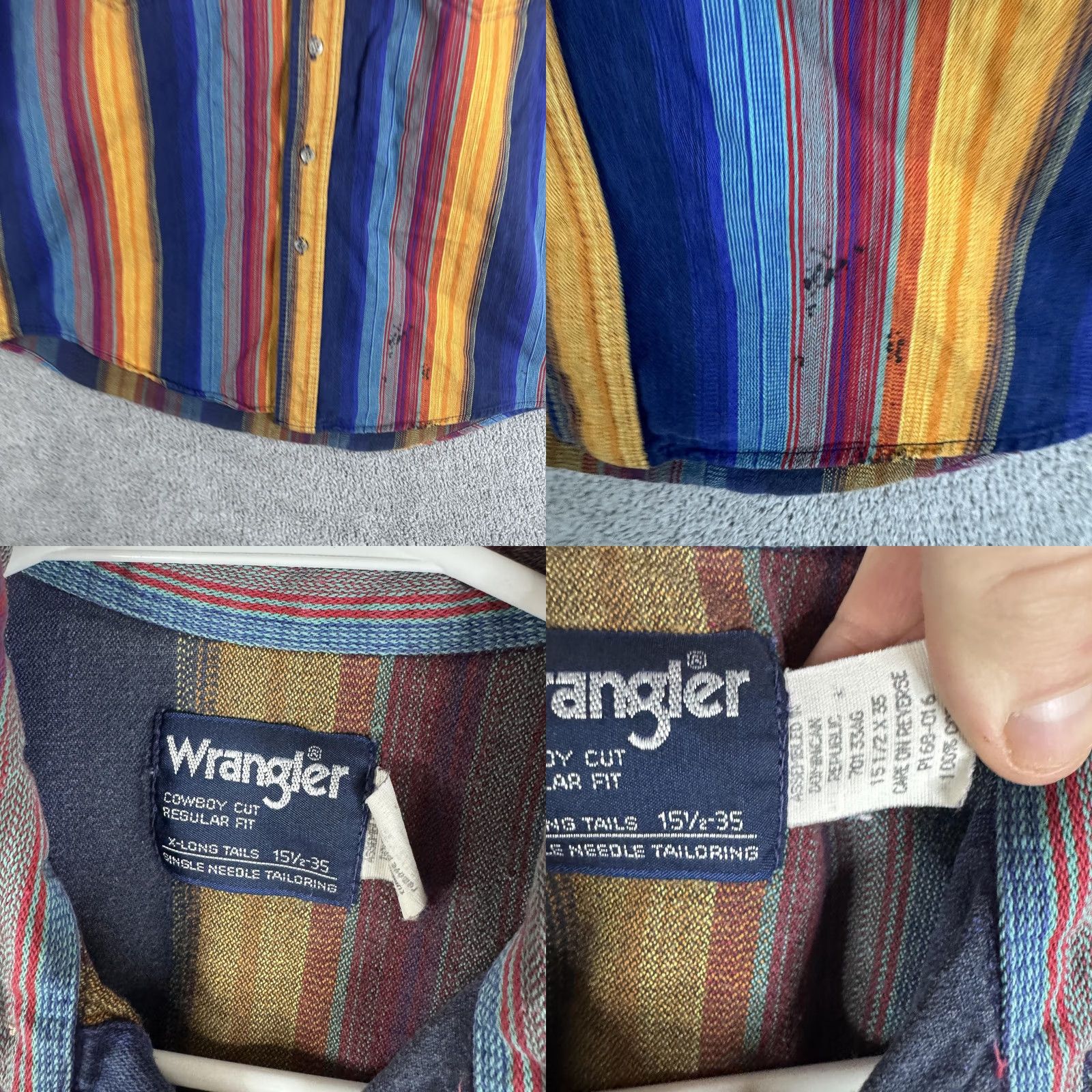 Wrangler Wrangler Shirt Mens 15.5x35 Stripe Cowboy Cut Button Front Western Size US M / EU 48-50 / 2 - 8 Thumbnail