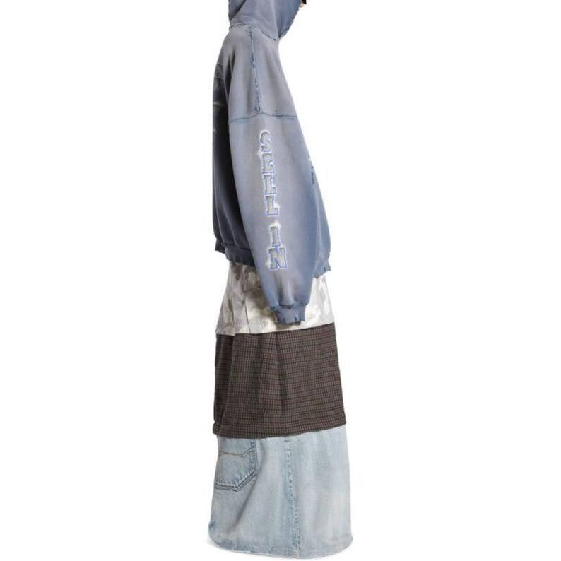 Balenciaga o1srvl11e0825 Dup / SNBN Hoodie Large Fit in Blue Size S / US 4 / IT 40 - 5 Thumbnail