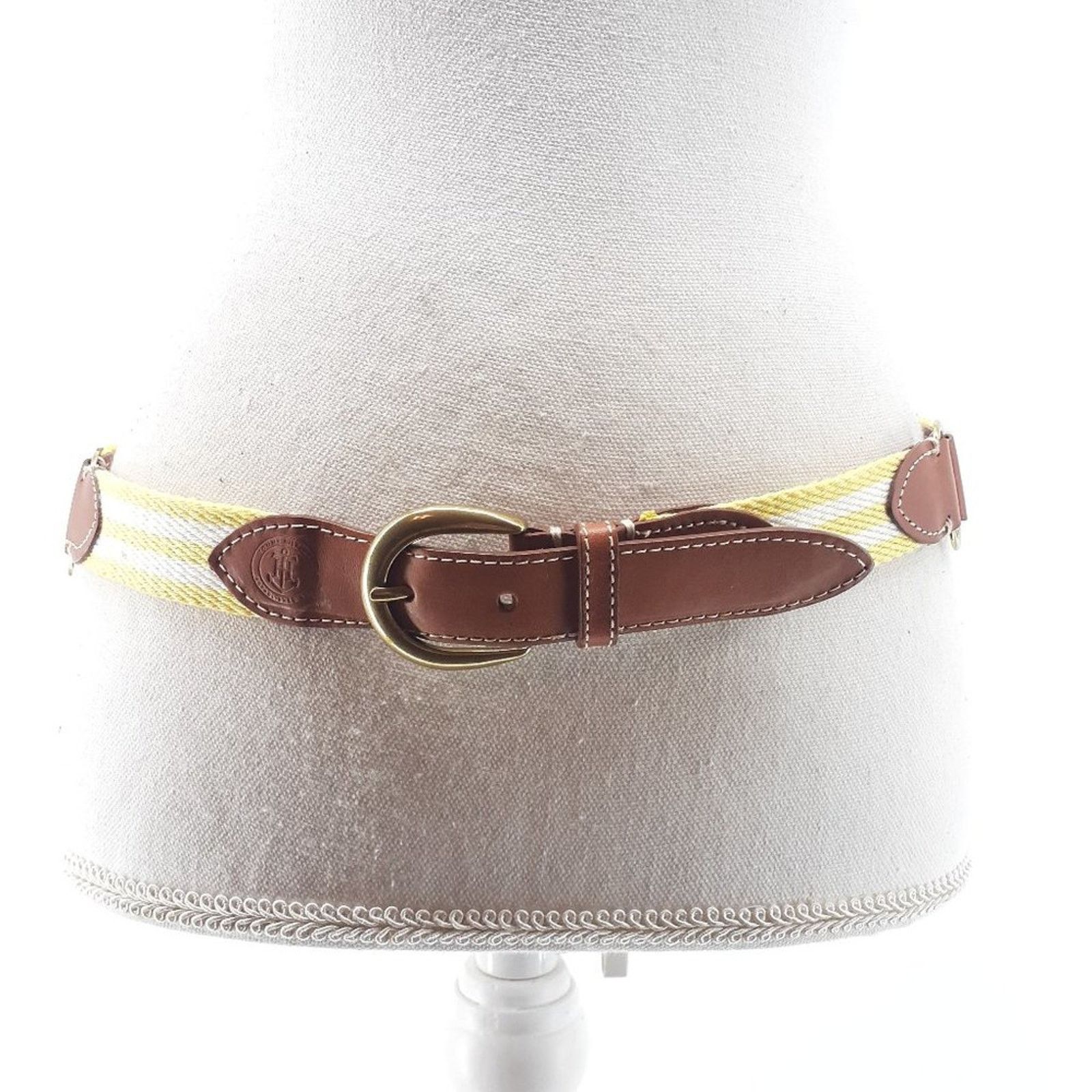 Tommy Hilfiger Tommy Hilfiger Striped Hub Yellow White Brown Leather Cotton Size ONE SIZE - 1 Thumbnail