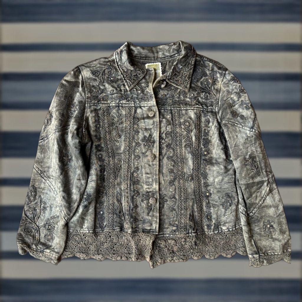 Vintage VINTAGE Flashback Embroidered Beaded Jacket Women’s Large Bohemian Jacket Size L / US 10 / IT 46 - 1 Thumbnail