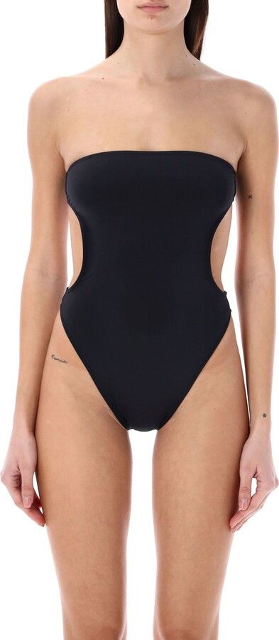 Saint Laurent Paris o1s1wg110325 779466 Shiny Strapless Cut-Out Swimsuit Black Size M / US 6-8 / IT 42-44 - 5 Thumbnail
