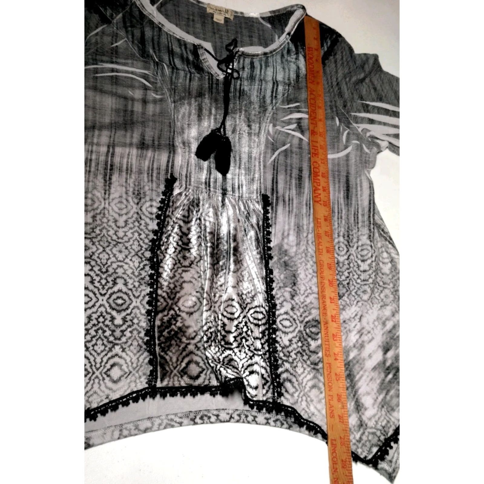 Vintage One World Shirt Top Pullover Gray Velour Witchy Dark Fairy Goth Boho Hippie Size S / US 4 / IT 40 - 7 Thumbnail