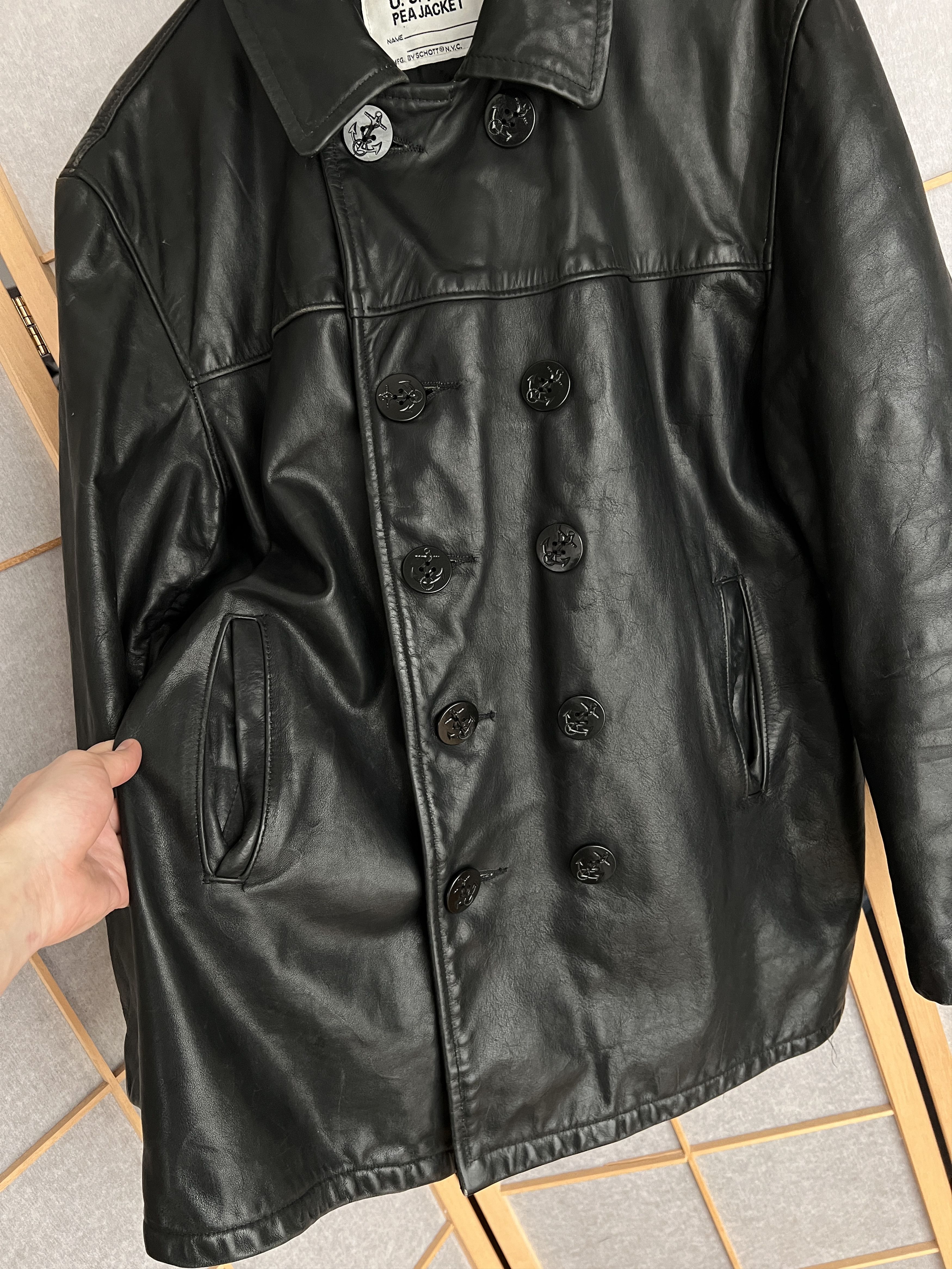 Schott Schott USA 740N PEA Jacket vintage 80s Leather rare coat Size US M / EU 48-50 / 2 - 17 Thumbnail