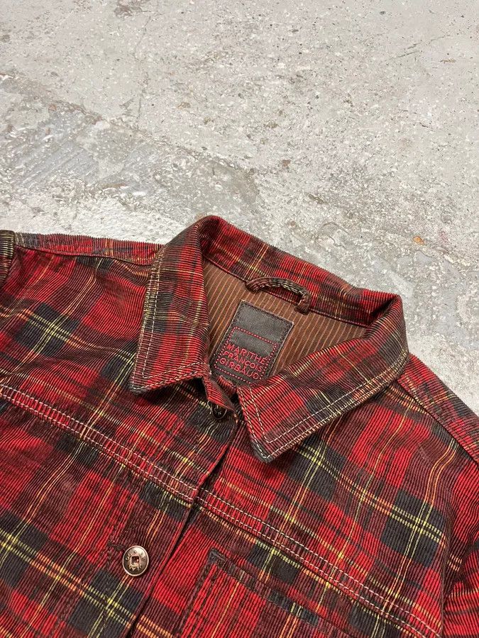 Marithe + Francois Girbaud 2000s Marithé + François Girbaud Red Tartan Velvet Buttoned Jacket Size XS / US 0-2 / IT 36-38 - 5 Thumbnail