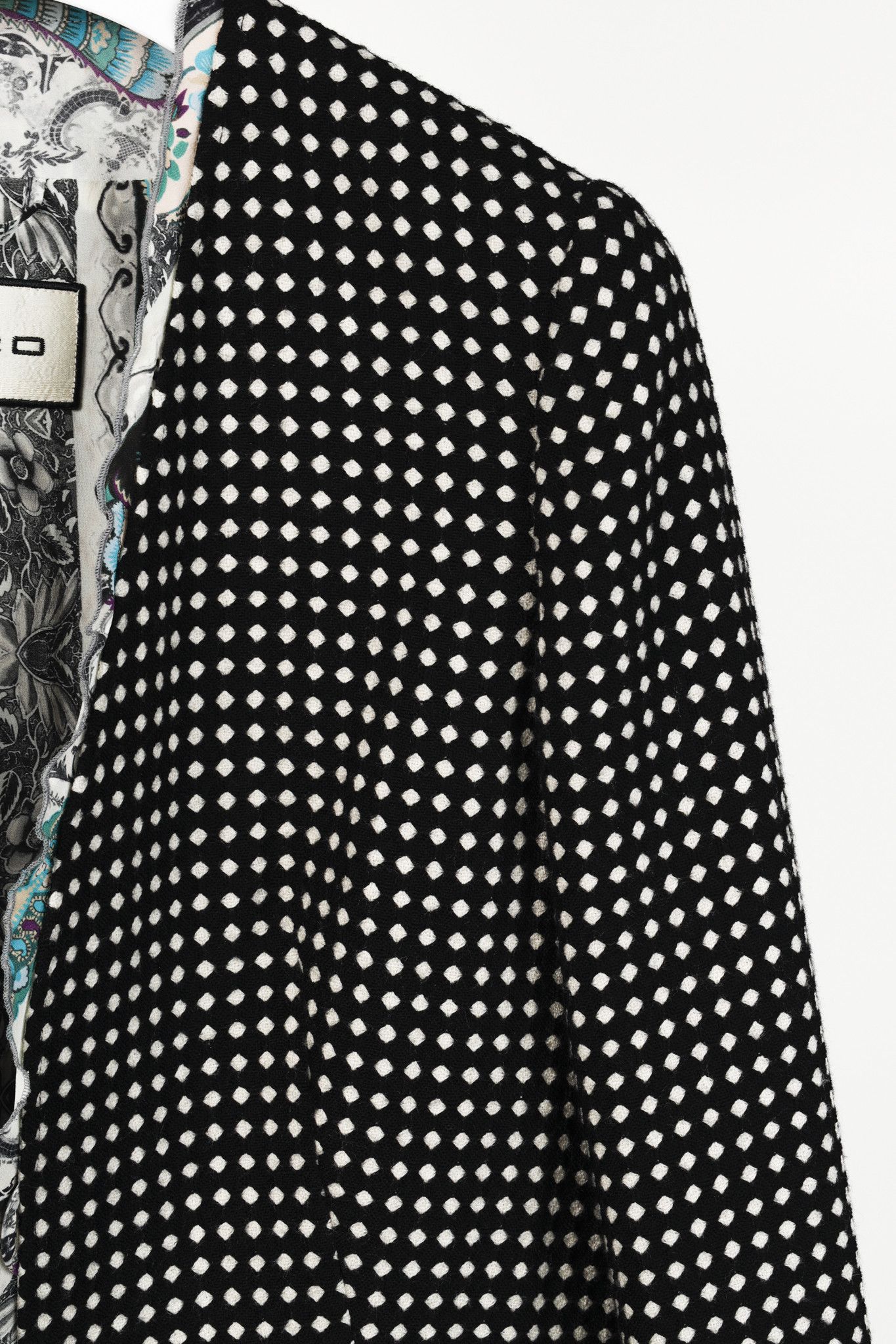 Etro Etro Black & White Polka-Dot Wool Open-Front Blazer Size L / US 10 / IT 46 - 5 Thumbnail