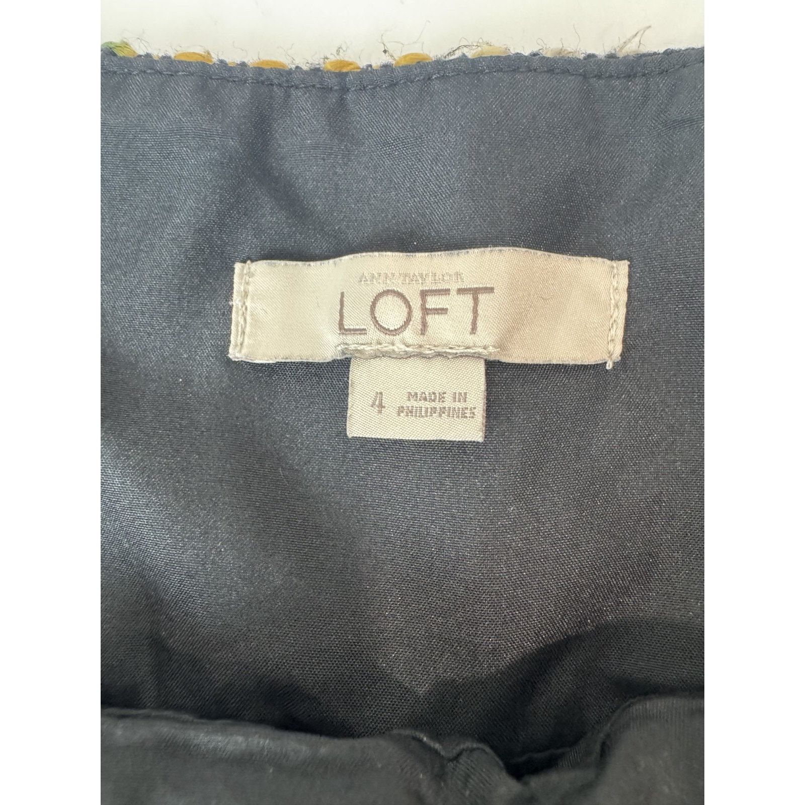 Loft Ann Taylor LOFT Black Tan Fringe Tweed Faux Wrap Skirt 4 Size 27" / US 4 / IT 40 - 5 Thumbnail