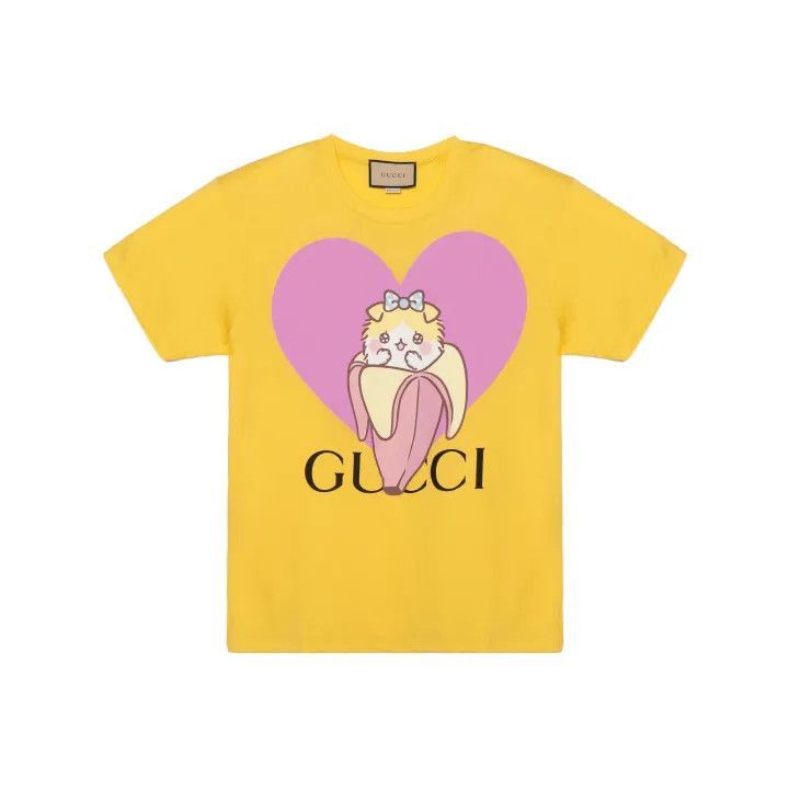GUCCI Love Parade Banana Cat Print T-Shirt-2507