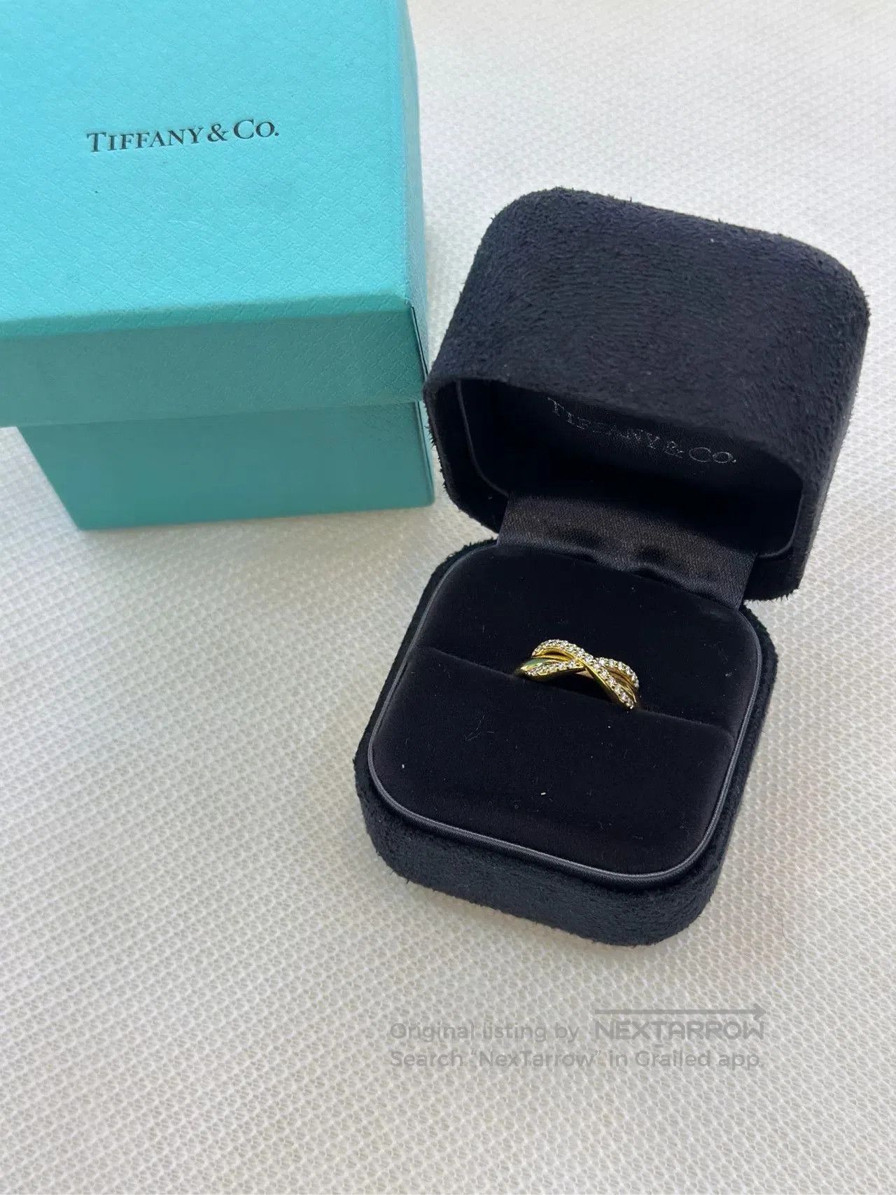 Tiffany 18K Gold Diamond Ring Size 51.