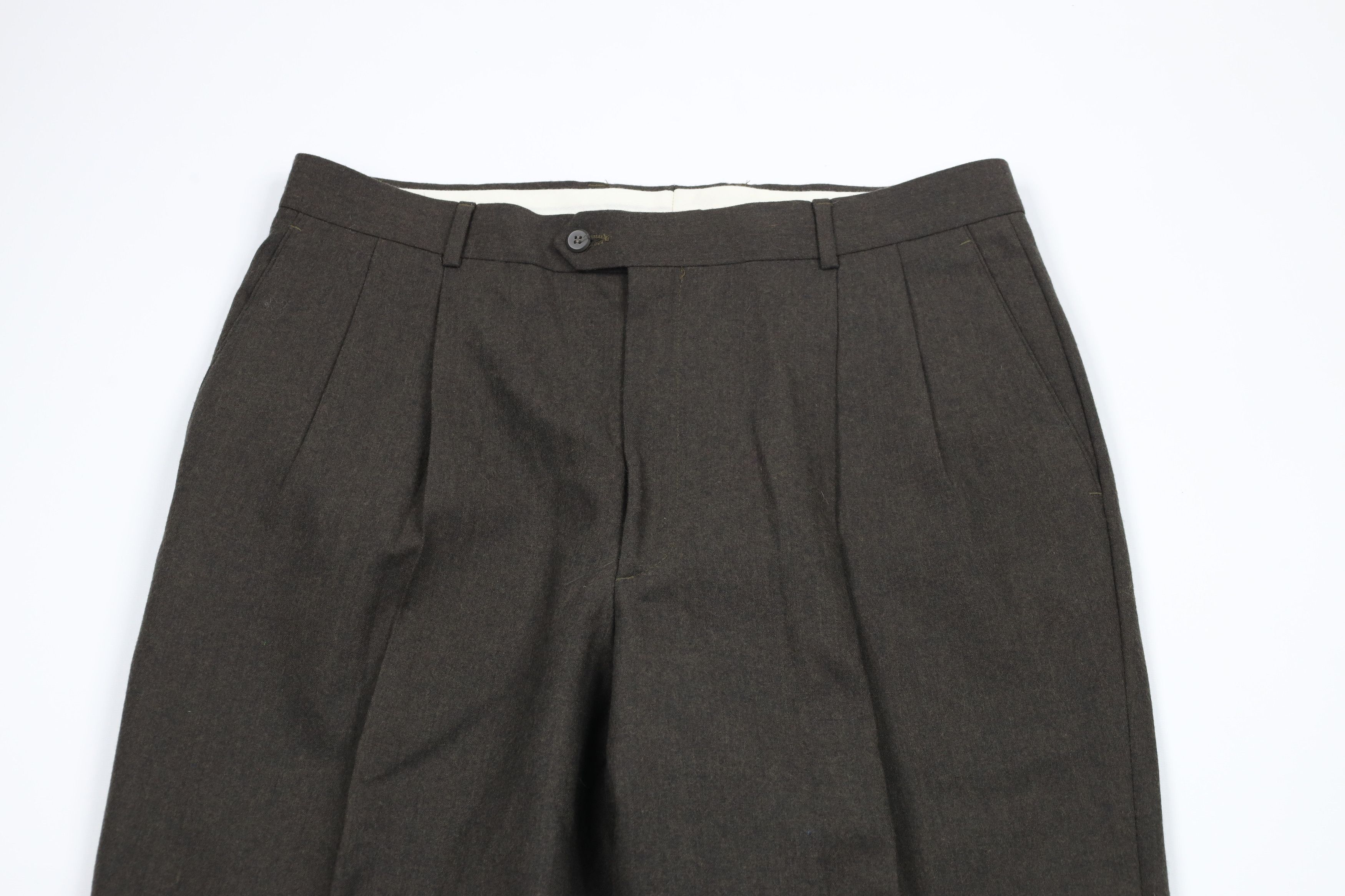 Vintage Vintage 90s Streetwear Wide Leg Wool Chino Pants Brown Size US 36 / EU 52 - 2 Thumbnail
