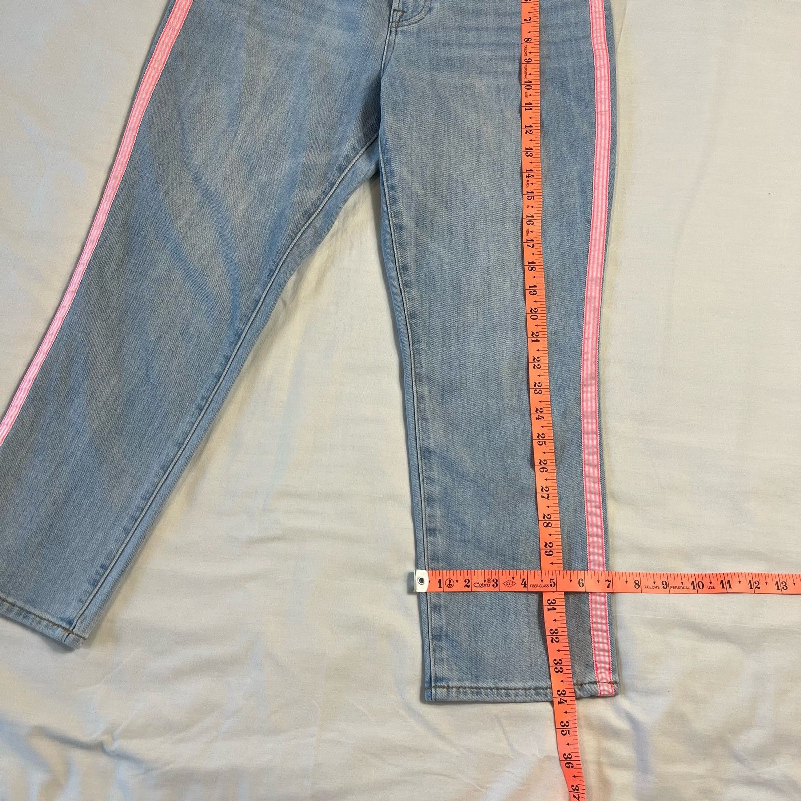 Other Women's 8P Modern Ankle Jean Pink Stripe Light Wash Denim Size 27" / US 4 / IT 40 - 3 Thumbnail